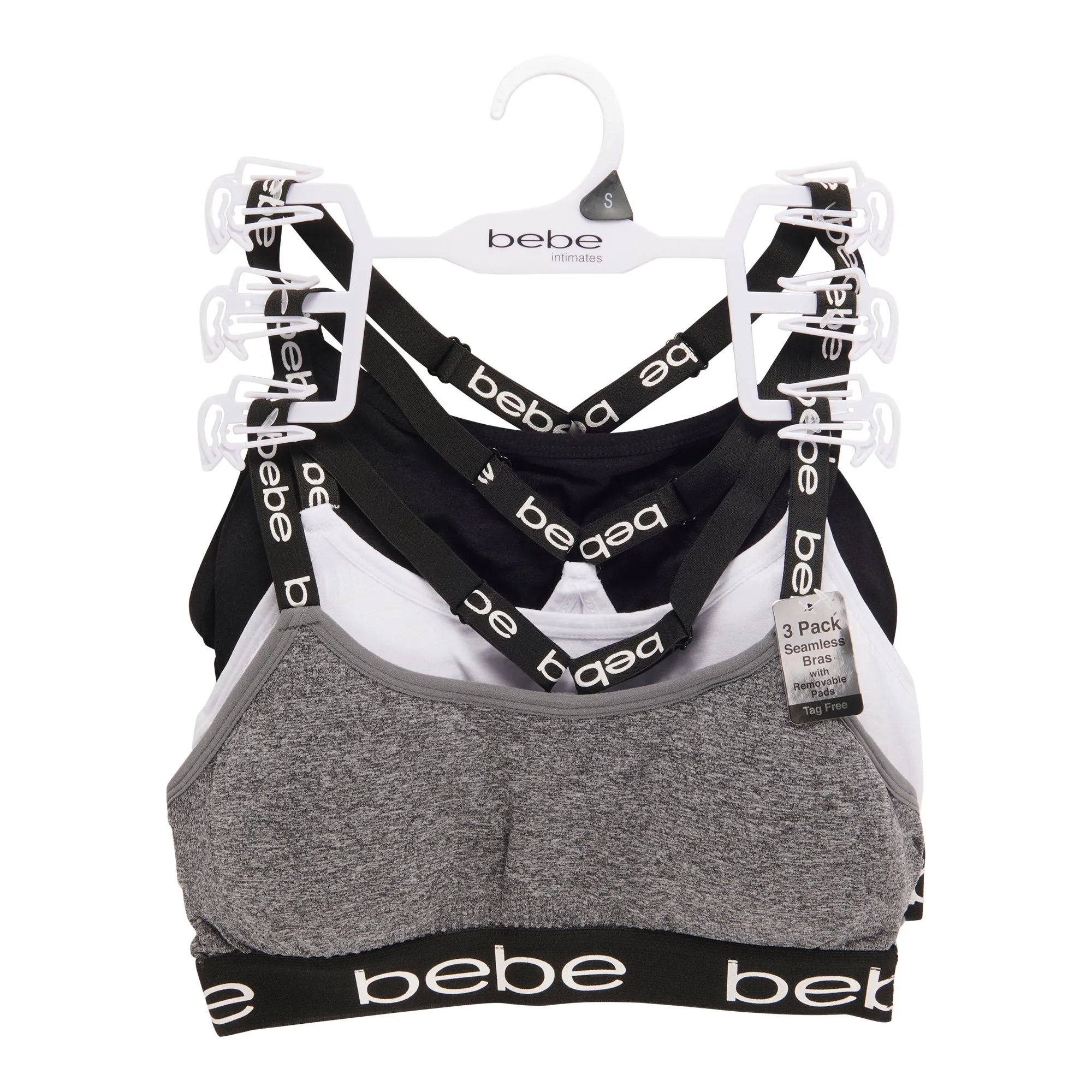 Women's Branded Ribbed Sports Bra, 3-Pack