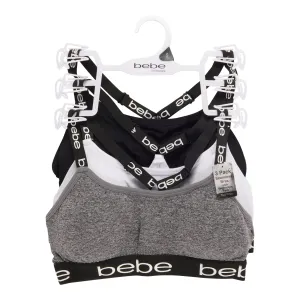Women's Branded Ribbed Sports Bra, 3-Pack
