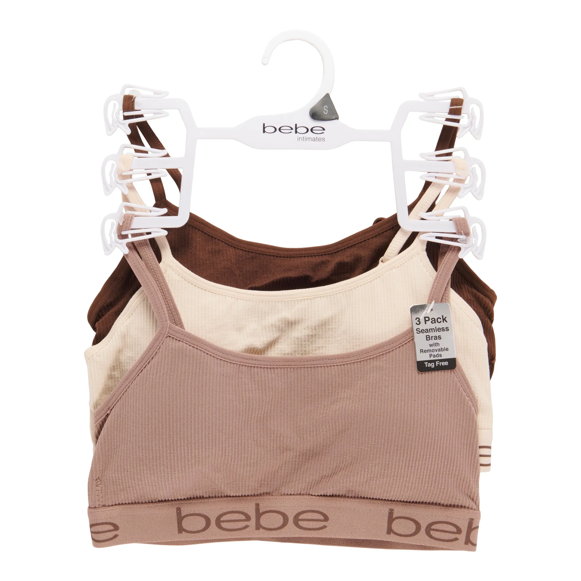 Women's Branded Ribbed Sports Bra, 3-Pack