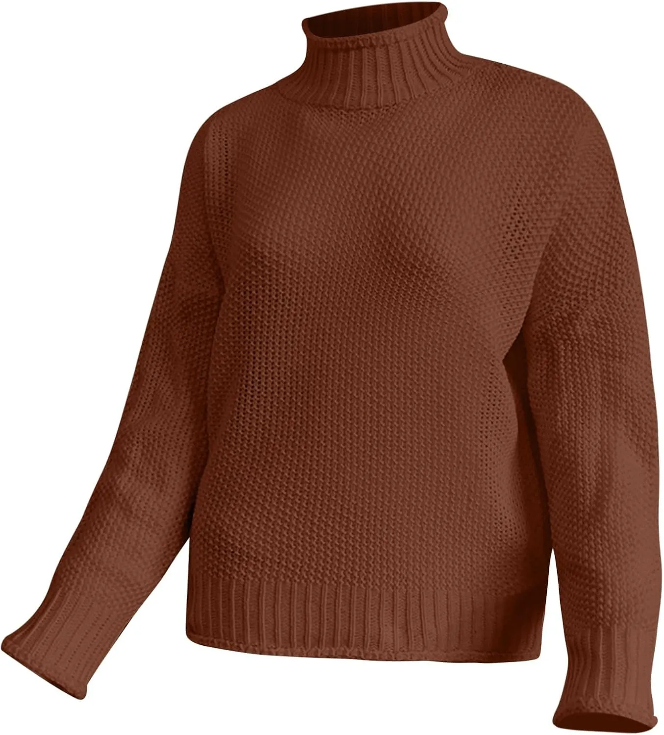 Women's Casual Long Sleeve Pullover Sweaters Mock Neck Oversized Ribbed Knit 2024 Fall Winter Sweater Jumper Tops