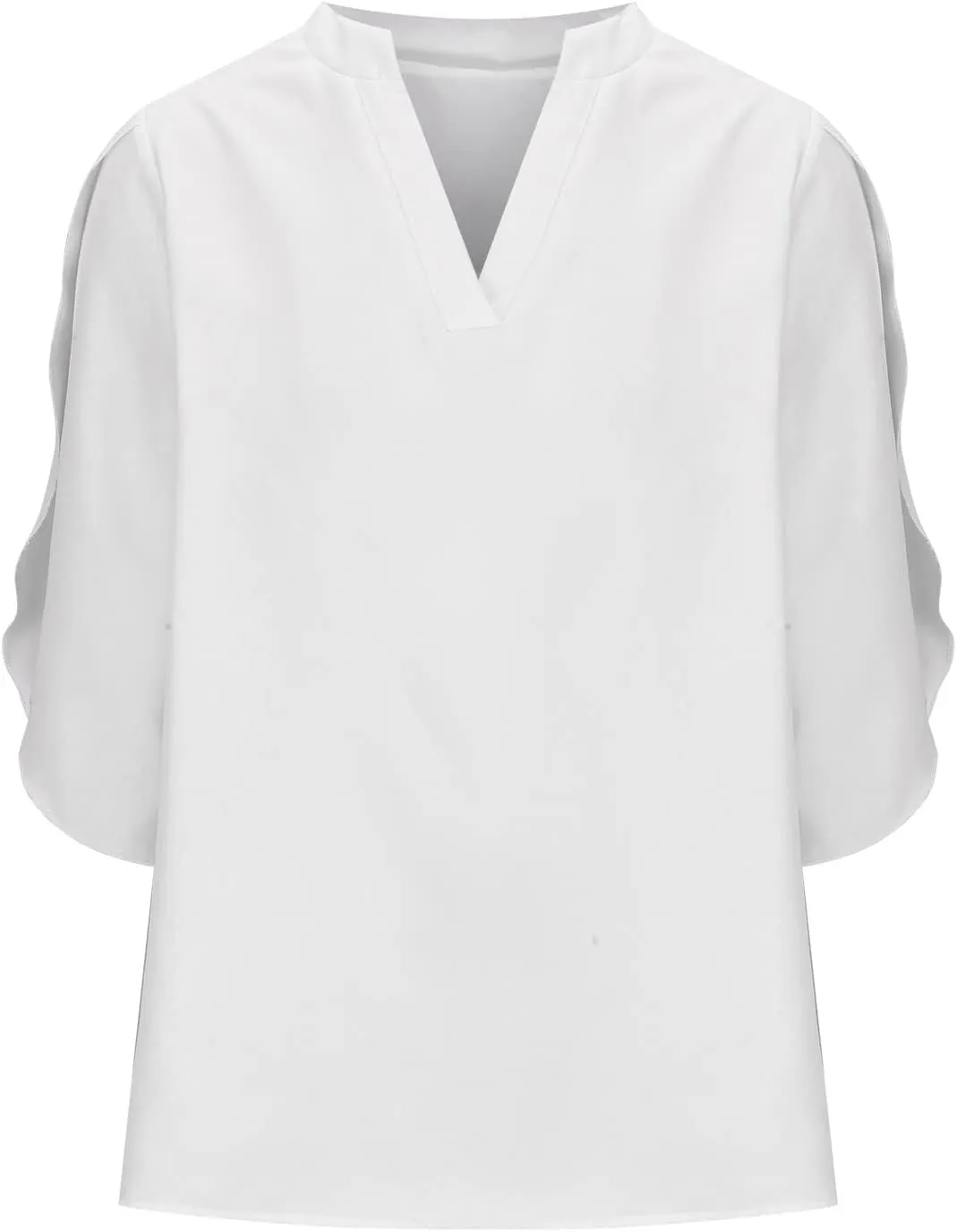Women's Chiffon Blouse Tops Casual V Neck Ruffle Half Sleeve Shirt Tunic Top Business Casual Party Flattering Blouses