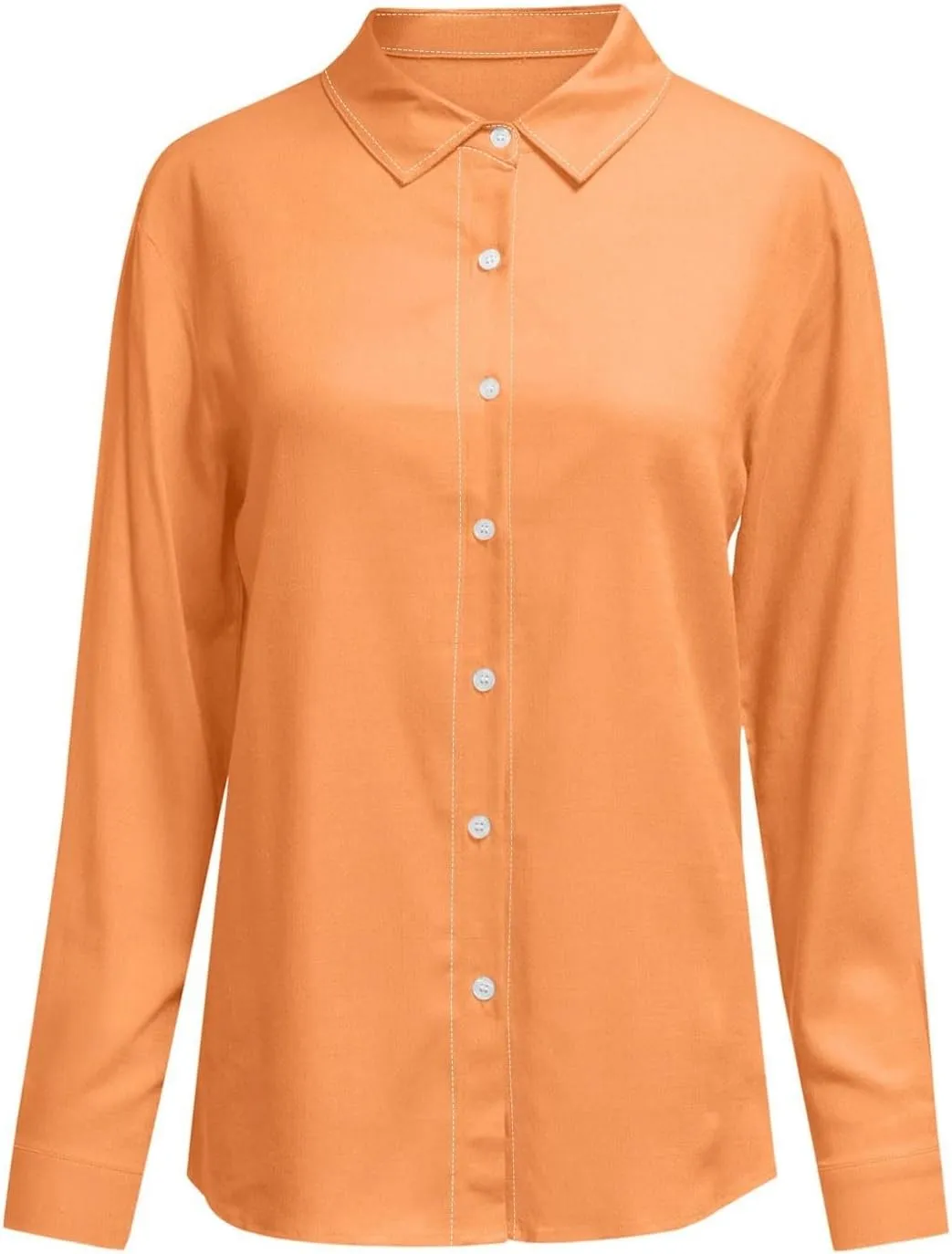 Womens Cotton Linen Button Down Shirts Summer Fall Casual Long Sleeve Solid Color Loose Fit Collared Work Blouse Tops