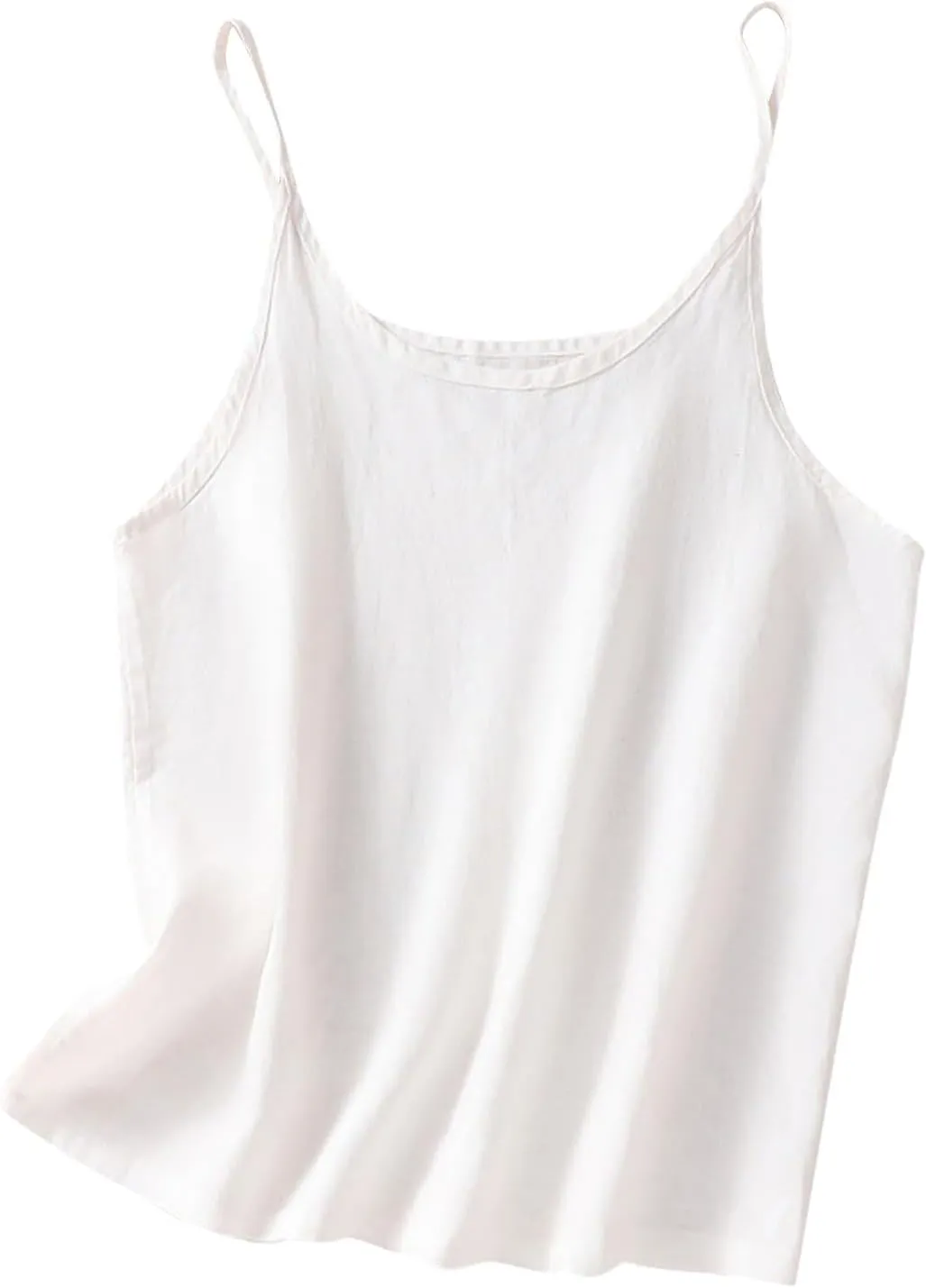 Womens Cotton Linen Camisole Tank Tops Causal Crew Neck Sleeveless Tops Loose Fit Summer Shirts Spaghetti Strap Cami