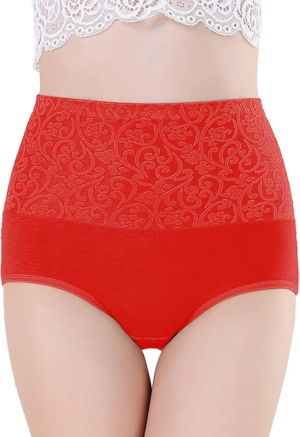 Women's Cotton Underwear Briefs Tummy Control High Waisted Stretch Underwear Plus Size Full Coverage Ladies Panties