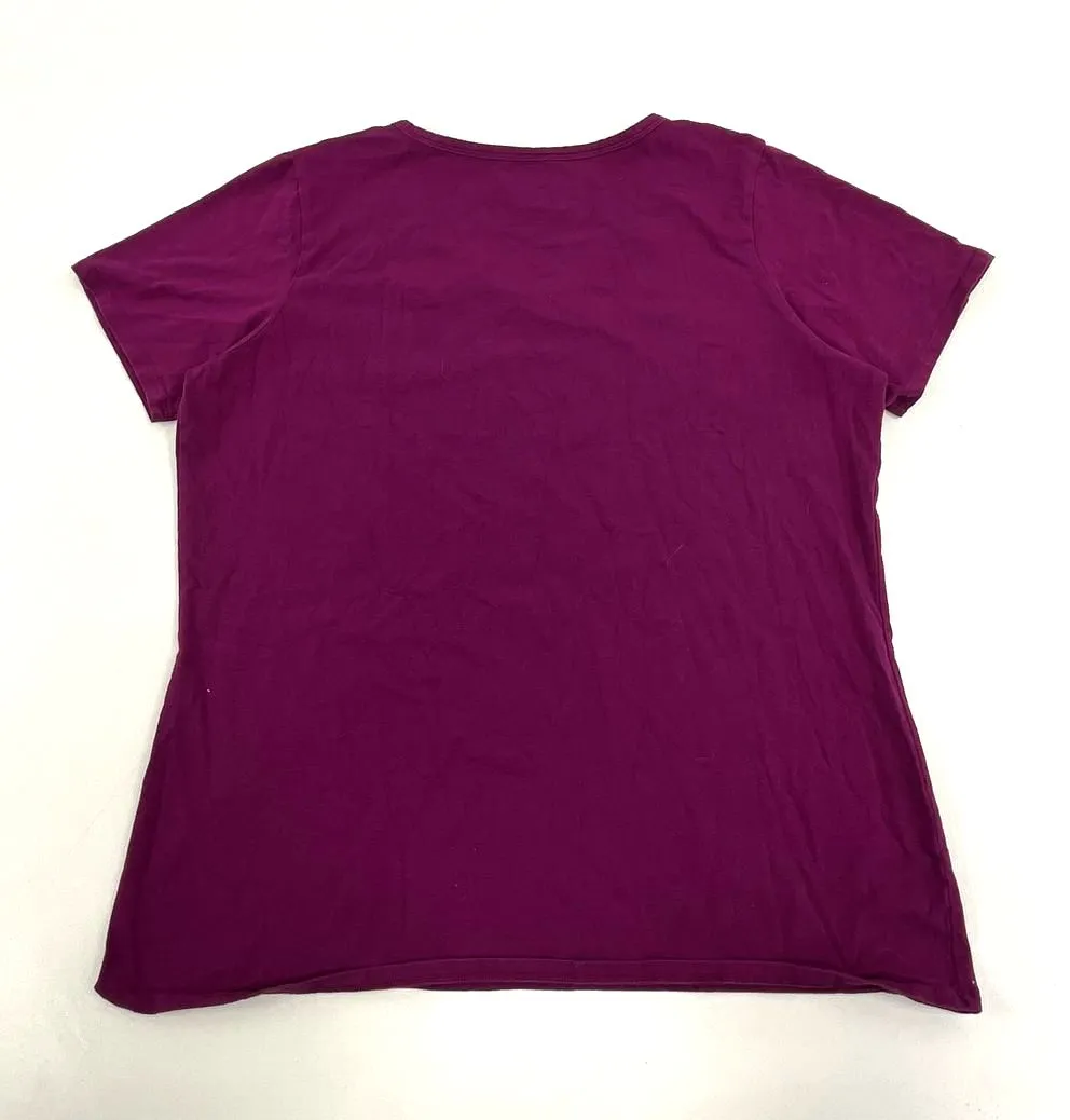 Women's Duluth Trading Magenta Short Sleeve V Neck T-shirt - Size 2XL