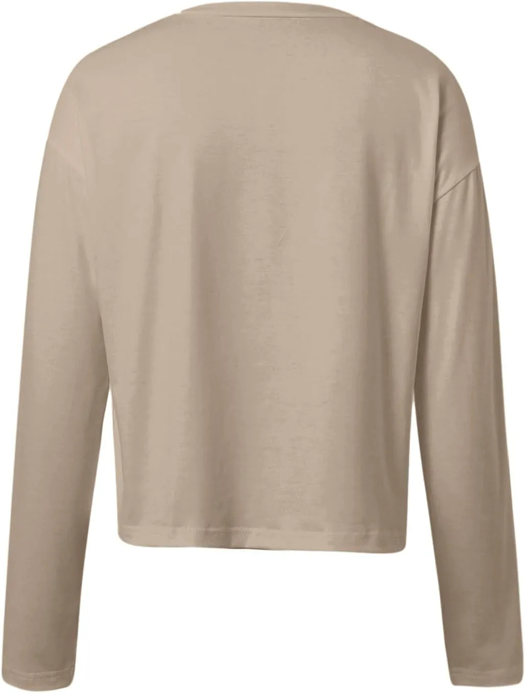 Womens Fashion Fall Long Sleeve Cropped T-Shirts Round Neck Drop Shoulder Crop Sweatshirts Solid Casual Crop Tops