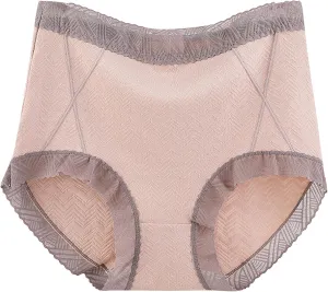 Women's Fashion Lace Trim High Waist Panties Lightweight Thin Breathable Summer Underwear Soft Comfort Daily Briefs