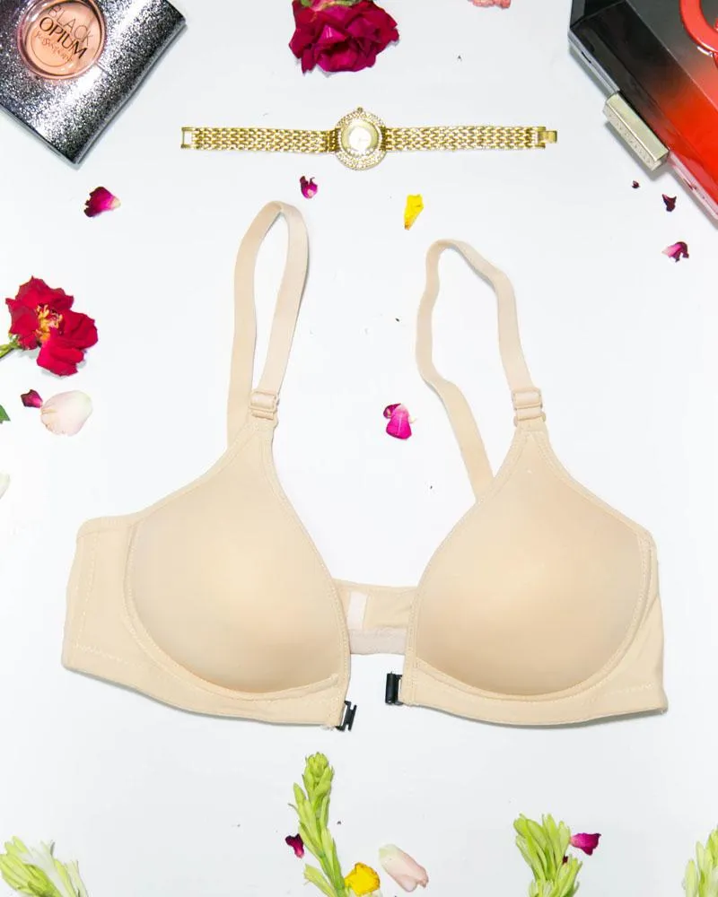 Women's Front Open Skin Bra - Push Up Bra, Single Padded Bra