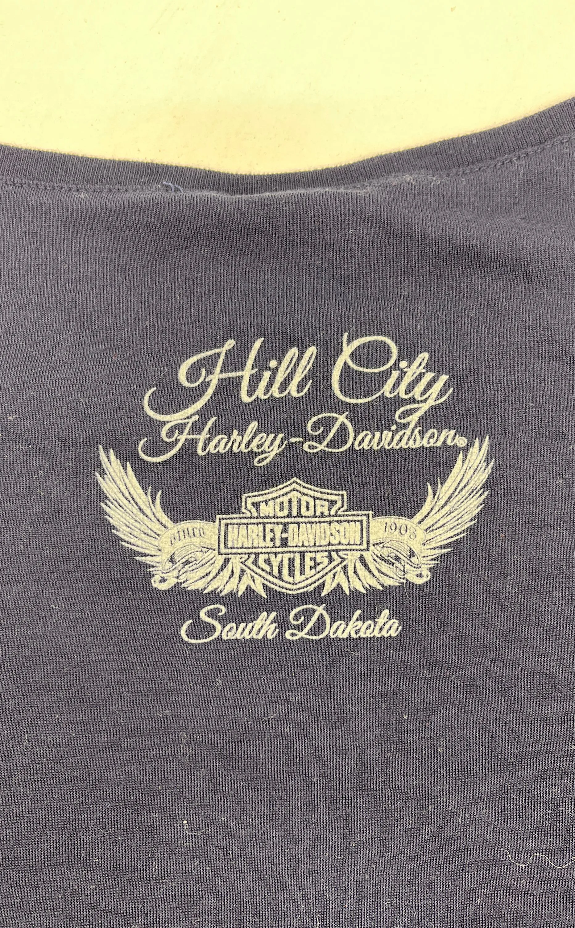 Women's Harley Davidson Dark Blue Short Sleeve Thin T-shirt - Size None