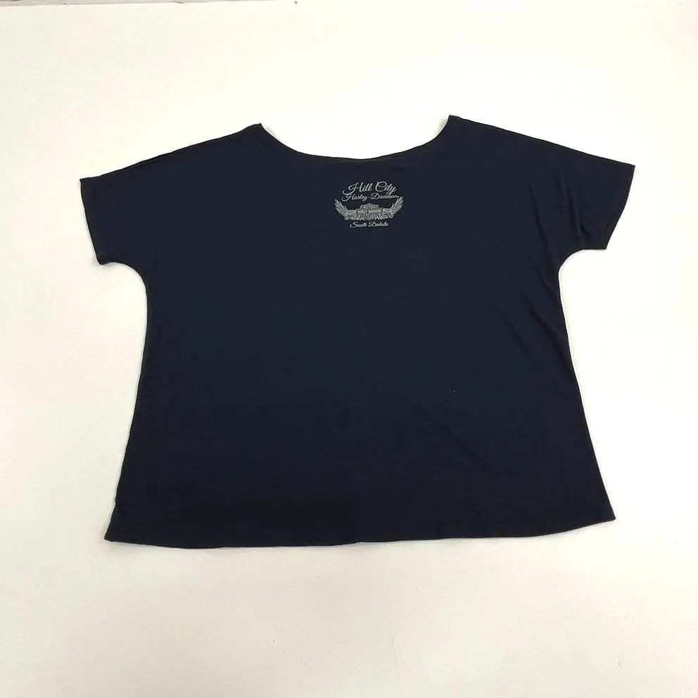 Women's Harley Davidson Dark Blue Short Sleeve Thin T-shirt - Size None