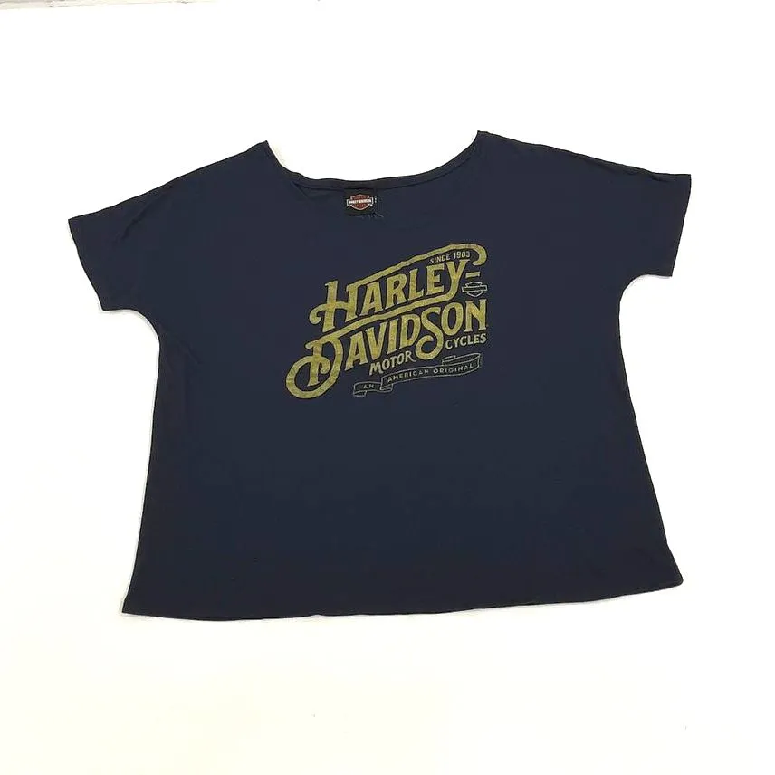 Women's Harley Davidson Dark Blue Short Sleeve Thin T-shirt - Size None