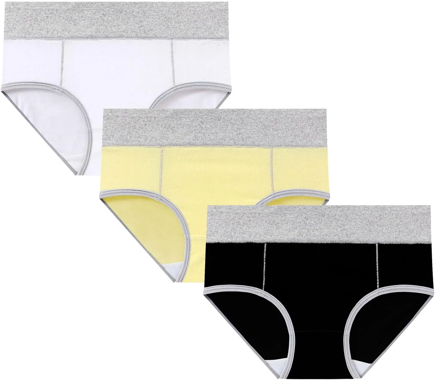 Women's High Waisted Cotton Underwear Soft Stretch Full Coverage Panties Multiple Colors Underpants Briefs 3 Pack