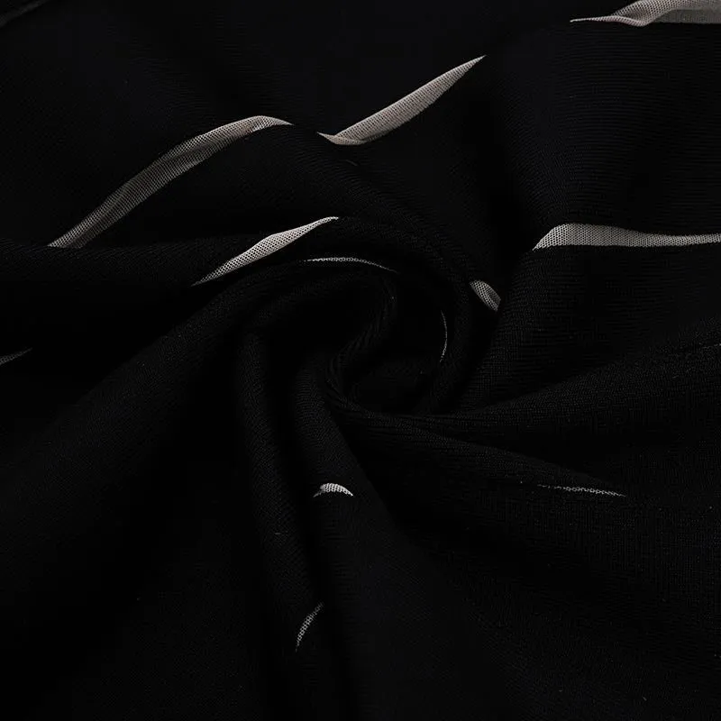 Women's Hollow-cut Mesh Stripe Panels Design Dresses - Ailime Designs