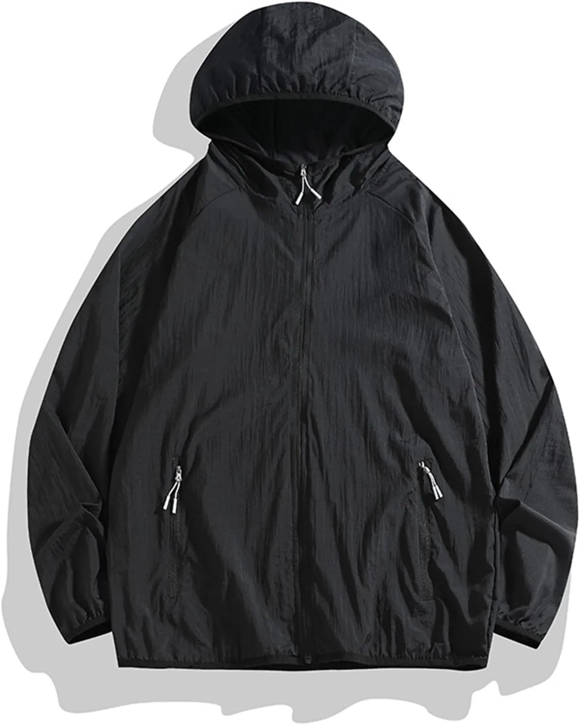 Women's Hooded Sunscreen Jacket Men Unisex Long Sleeve Protective Outdoor Cute Leisure Athletic Sport Coat Black