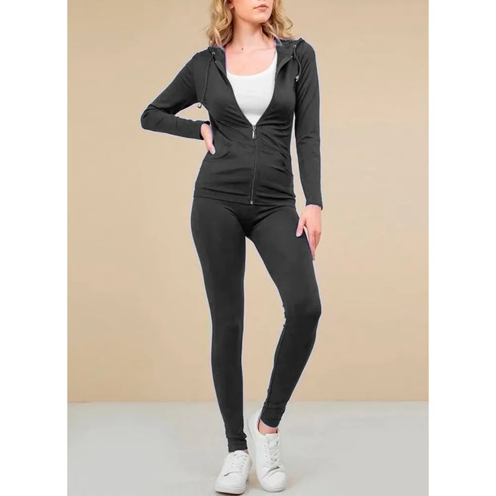 Women's Jacket And Legging Set Fitness Gym Yoga Tracksuit Hoodie & Pants Set
