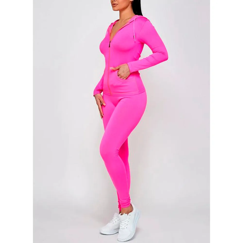 Women's Jacket And Legging Set Fitness Gym Yoga Tracksuit Hoodie & Pants Set