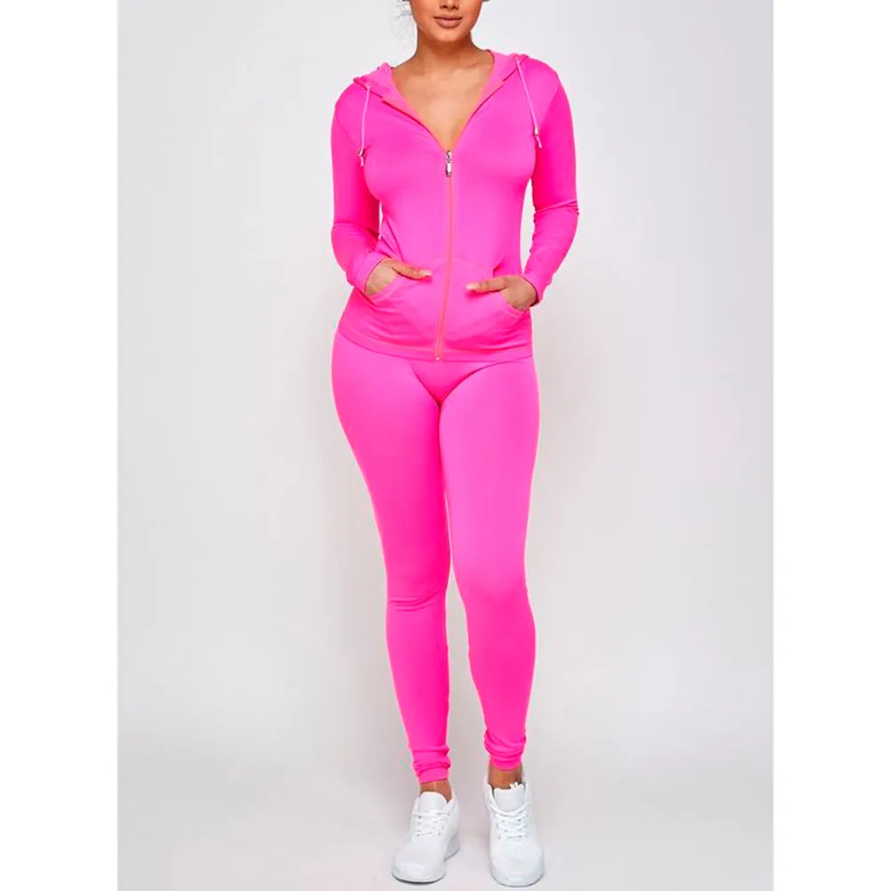 Women's Jacket And Legging Set Fitness Gym Yoga Tracksuit Hoodie & Pants Set
