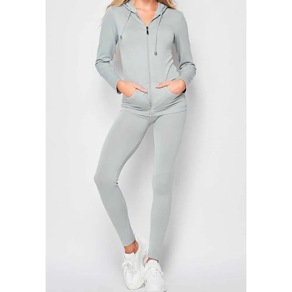 Women's Jacket And Legging Set Fitness Gym Yoga Tracksuit Hoodie & Pants Set
