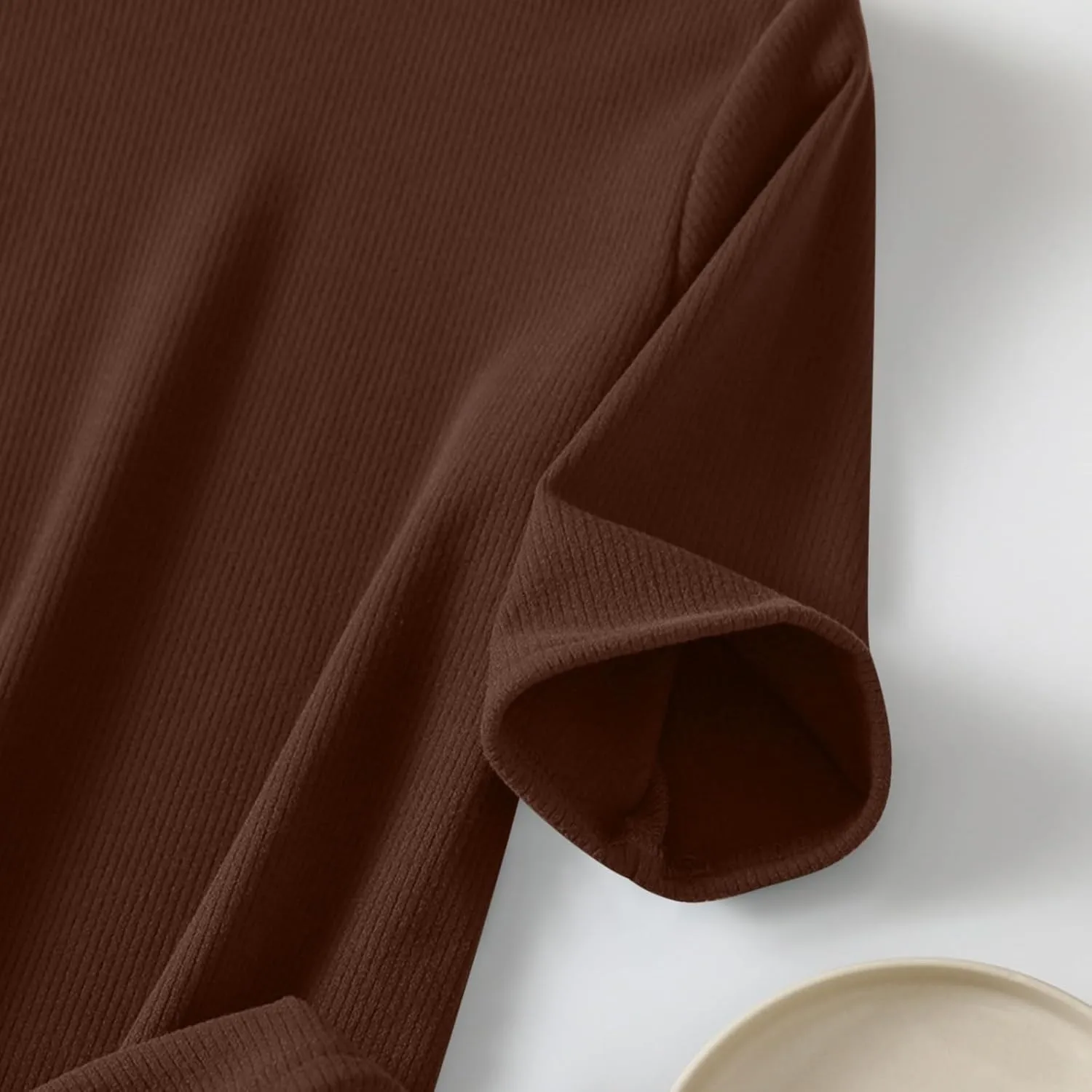 Women's Knitted T-Shirt 2025 Summer Vacation Tops Short Sleeve Crewneck Basic Blouses Trendy Solid Color Tees