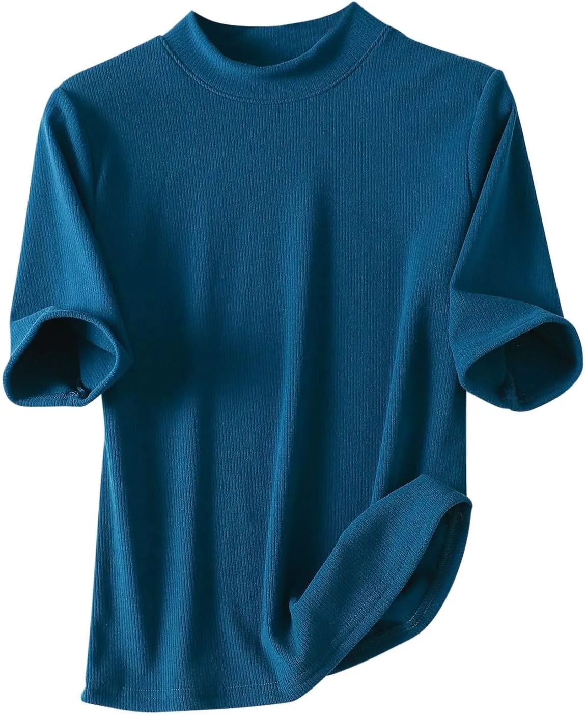Women's Knitted T-Shirt 2025 Summer Vacation Tops Short Sleeve Crewneck Basic Blouses Trendy Solid Color Tees