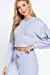 Women's  Long Dolman Sleeves Crew Neck Hacci Crop Top