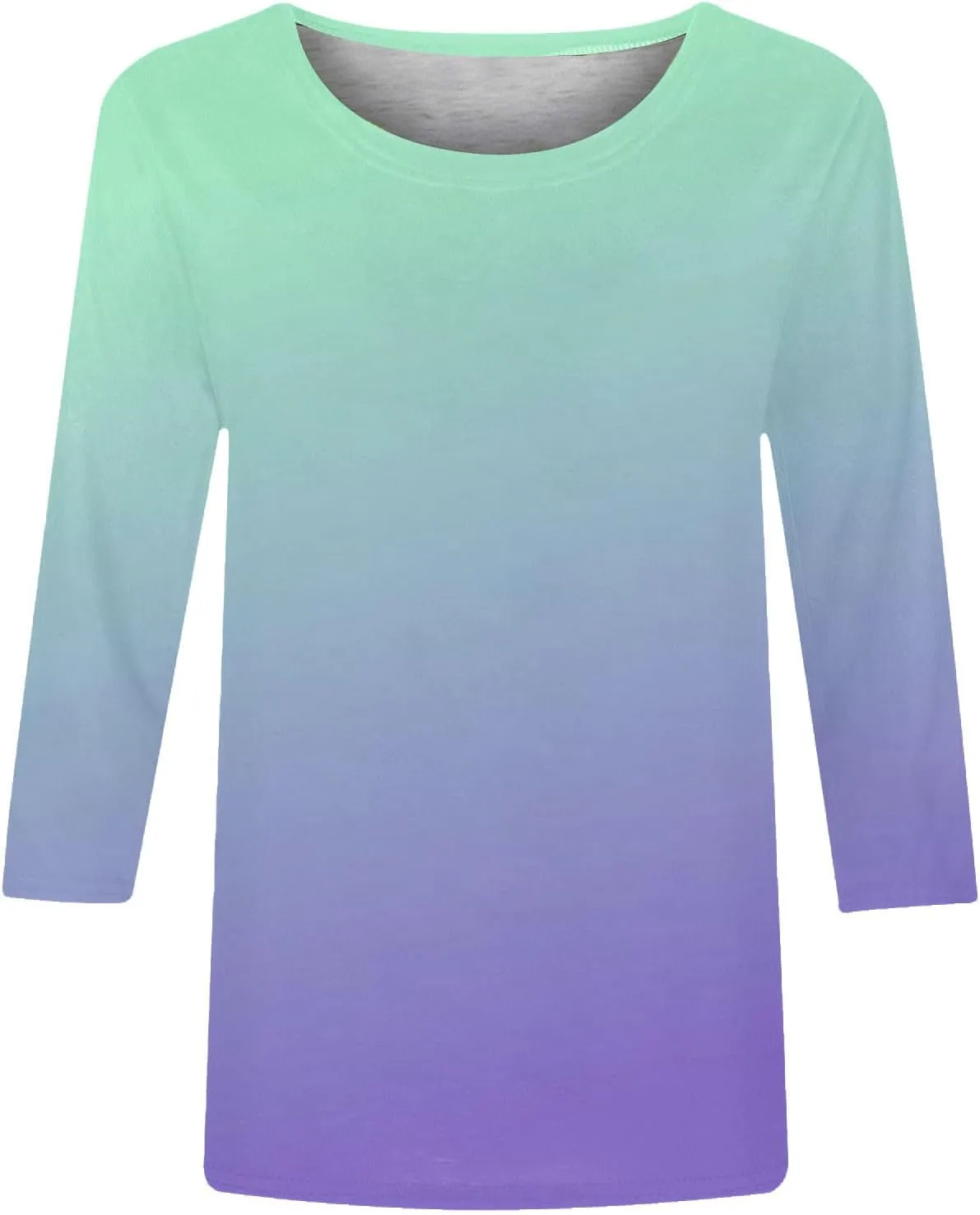 Womens Long Sleeve Crewneck Tunic Tops Gradient Color Block Shirts Blouse Slim Fit Tees T-Shirt Teen Girl Dressy Casual