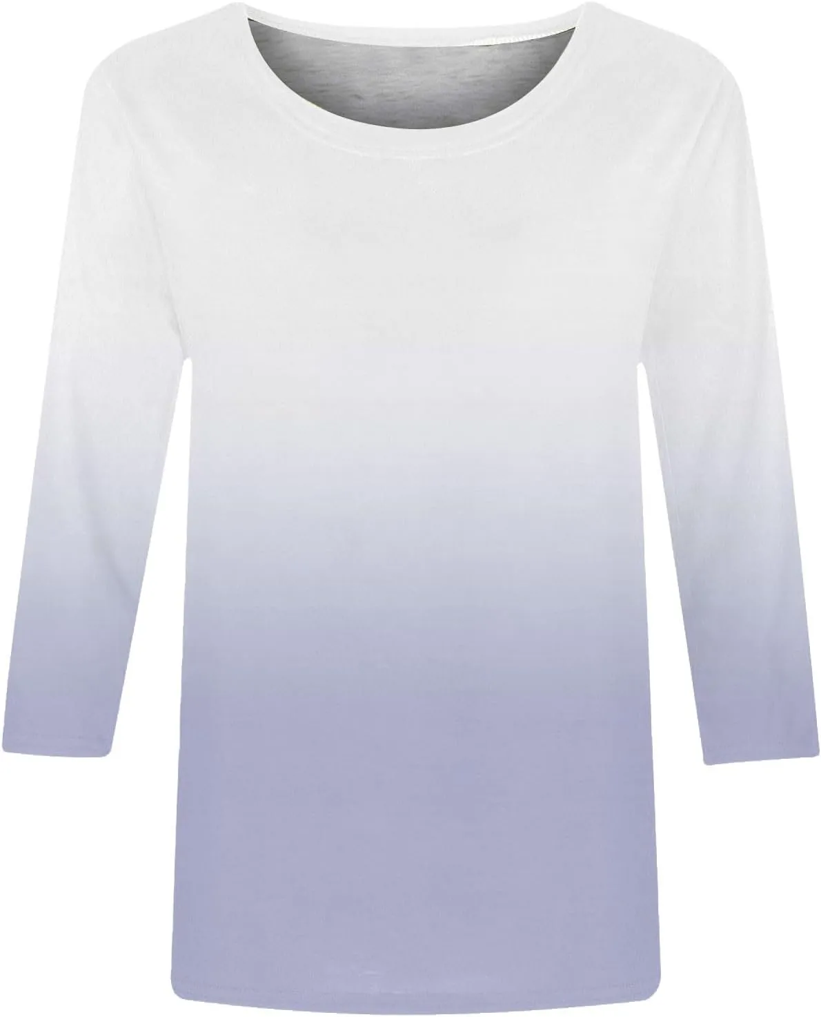 Womens Long Sleeve Crewneck Tunic Tops Gradient Color Block Shirts Blouse Slim Fit Tees T-Shirt Teen Girl Dressy Casual