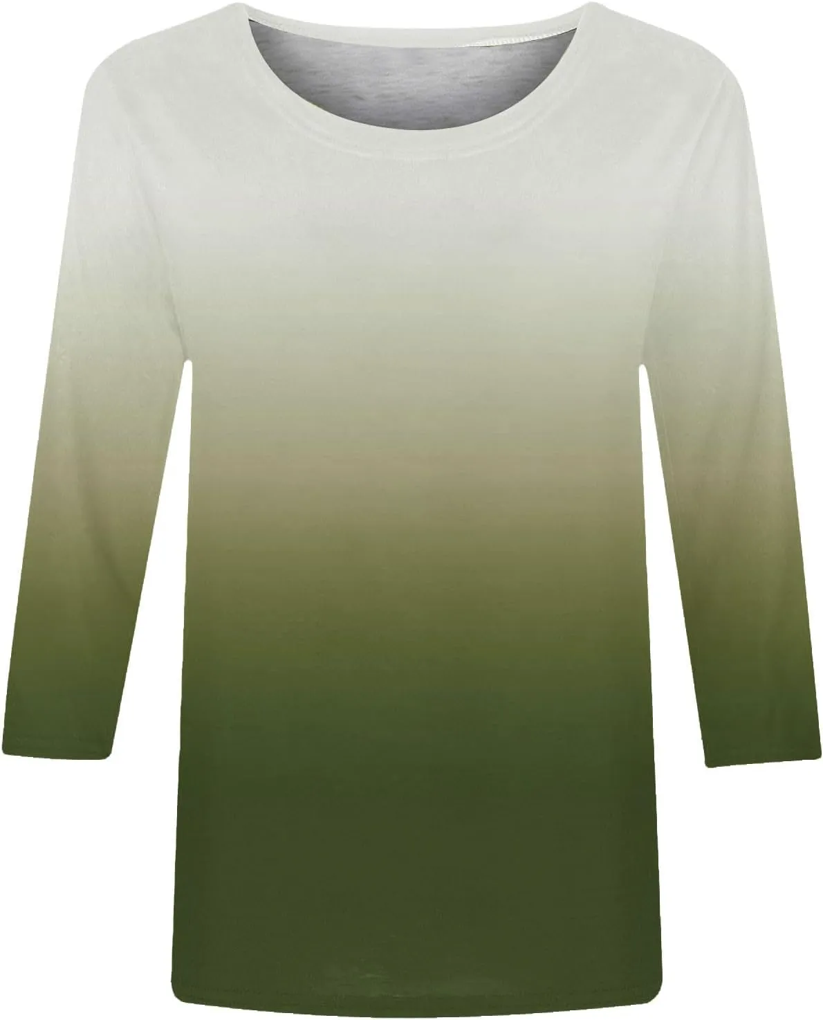 Womens Long Sleeve Crewneck Tunic Tops Gradient Color Block Shirts Blouse Slim Fit Tees T-Shirt Teen Girl Dressy Casual