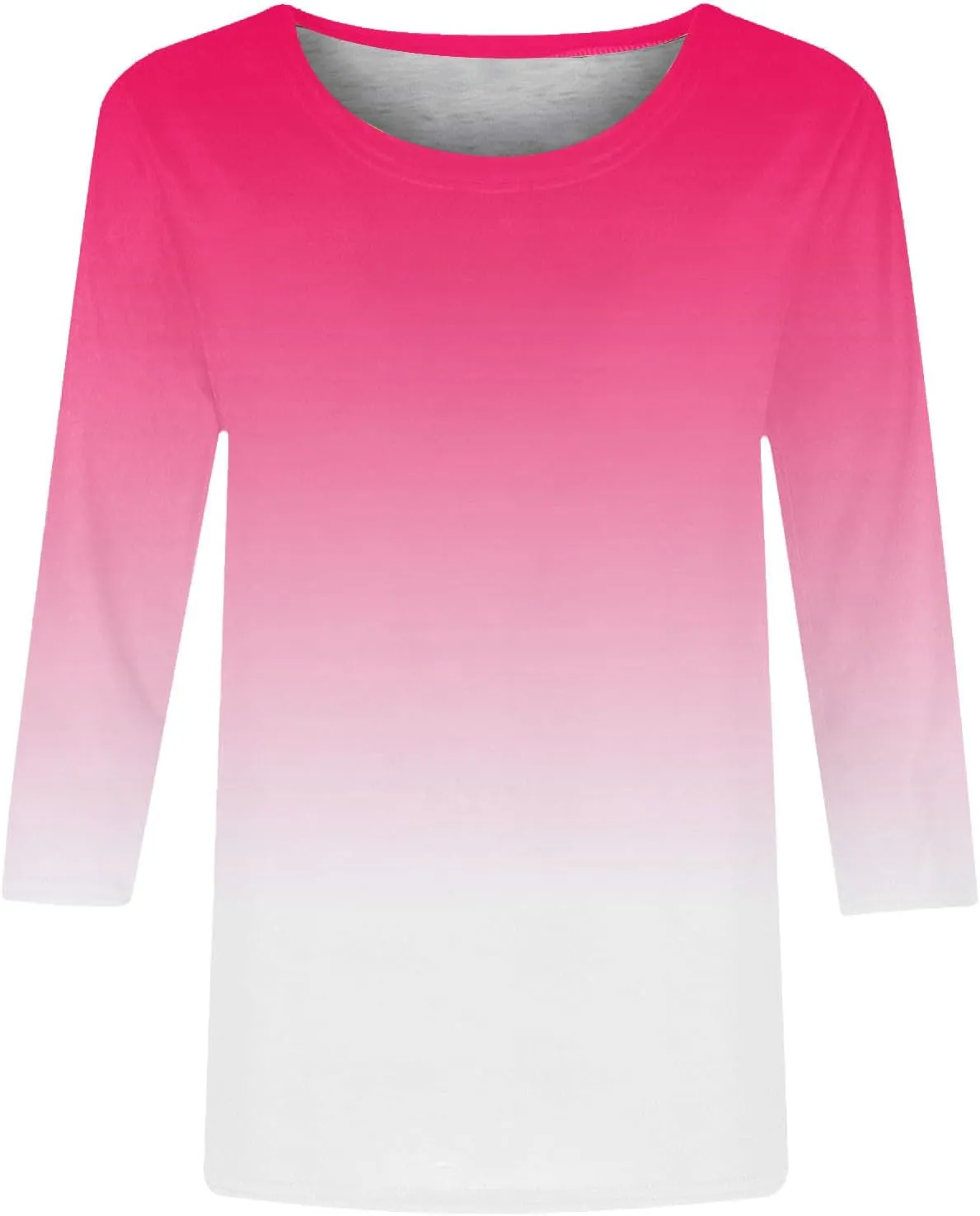 Womens Long Sleeve Crewneck Tunic Tops Gradient Color Block Shirts Blouse Slim Fit Tees T-Shirt Teen Girl Dressy Casual