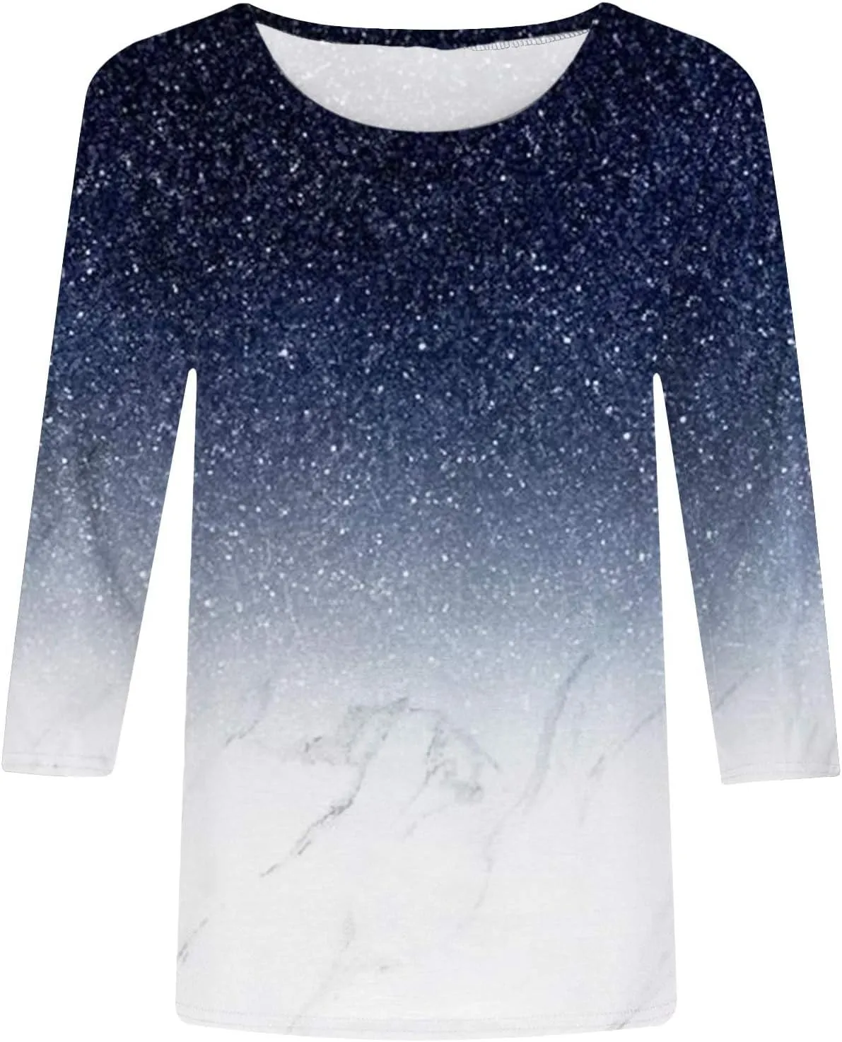 Womens Long Sleeve Crewneck Tunic Tops Gradient Color Block Shirts Blouse Slim Fit Tees T-Shirt Teen Girl Dressy Casual