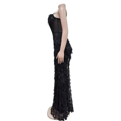Women's Luxury Sequin Mesh Bodycon Gown – Floor-Length Elegant Sheath Dress for Parties, Formal Events, and Red-Carpet Moments