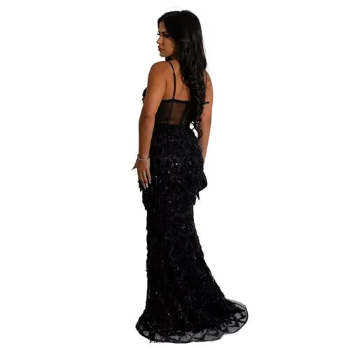 Women's Luxury Sequin Mesh Bodycon Gown – Floor-Length Elegant Sheath Dress for Parties, Formal Events, and Red-Carpet Moments