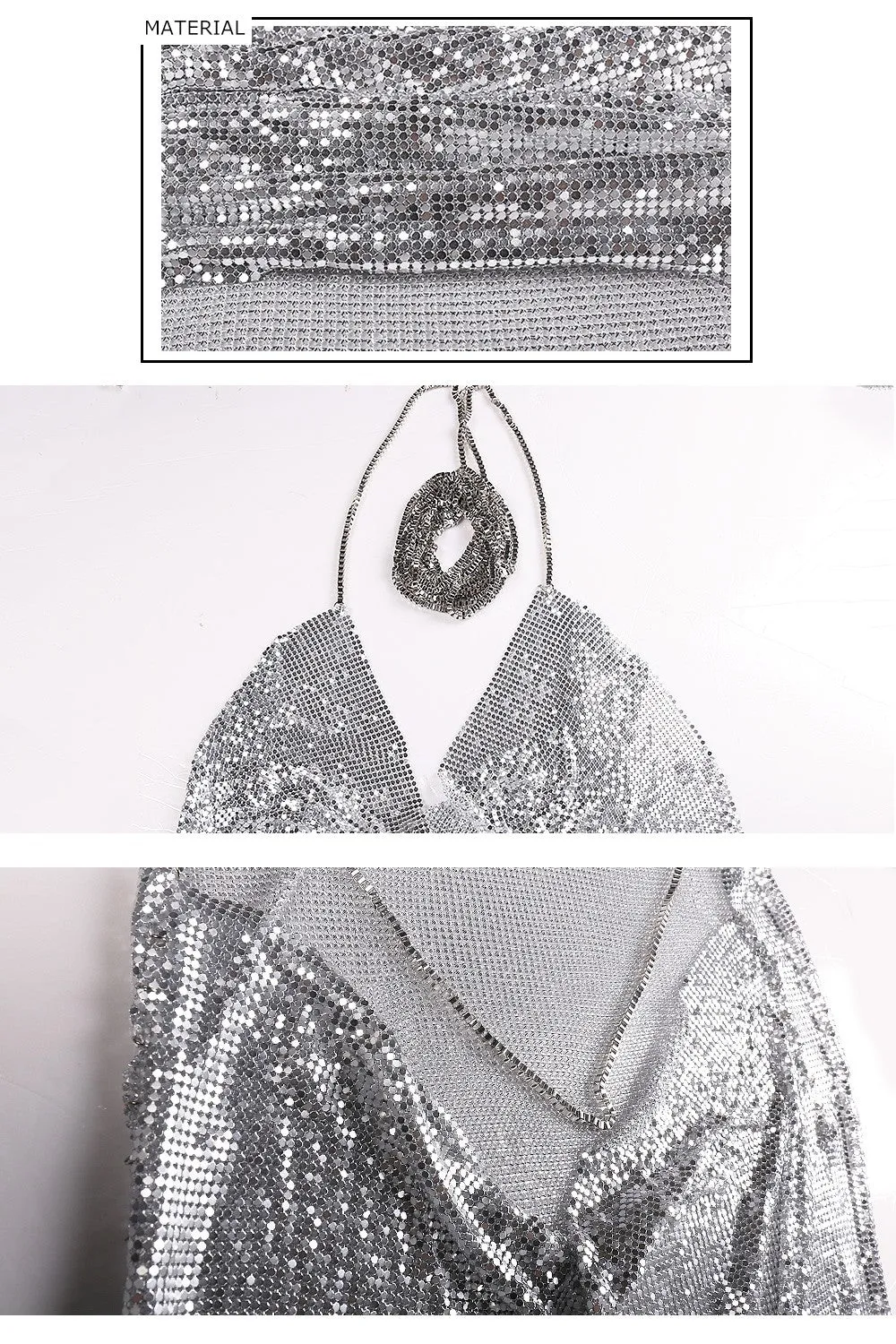 Women's Metallic Chainmail Mini Party Dress