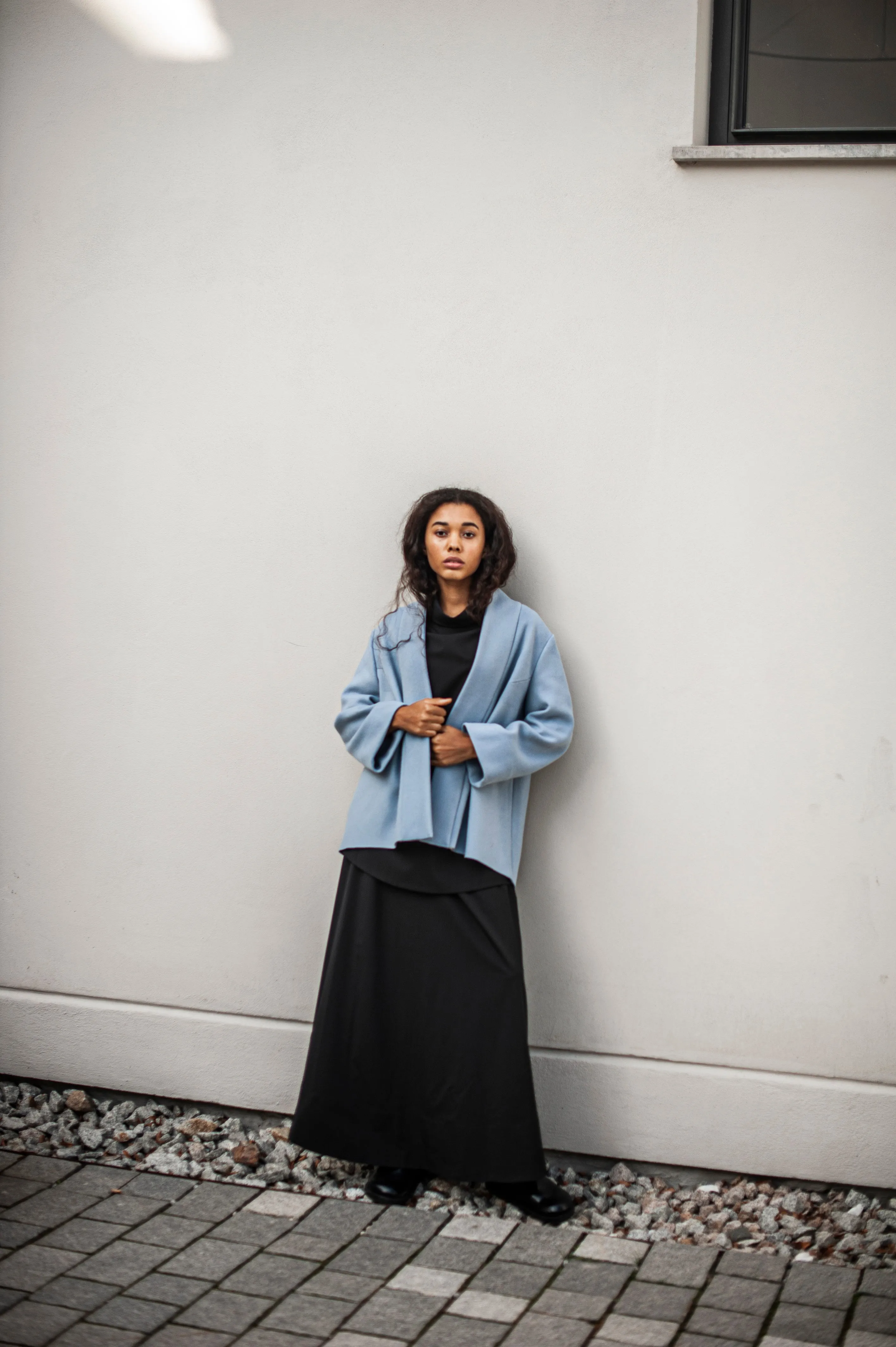 Women's minimalist wool jacket with zipper detail