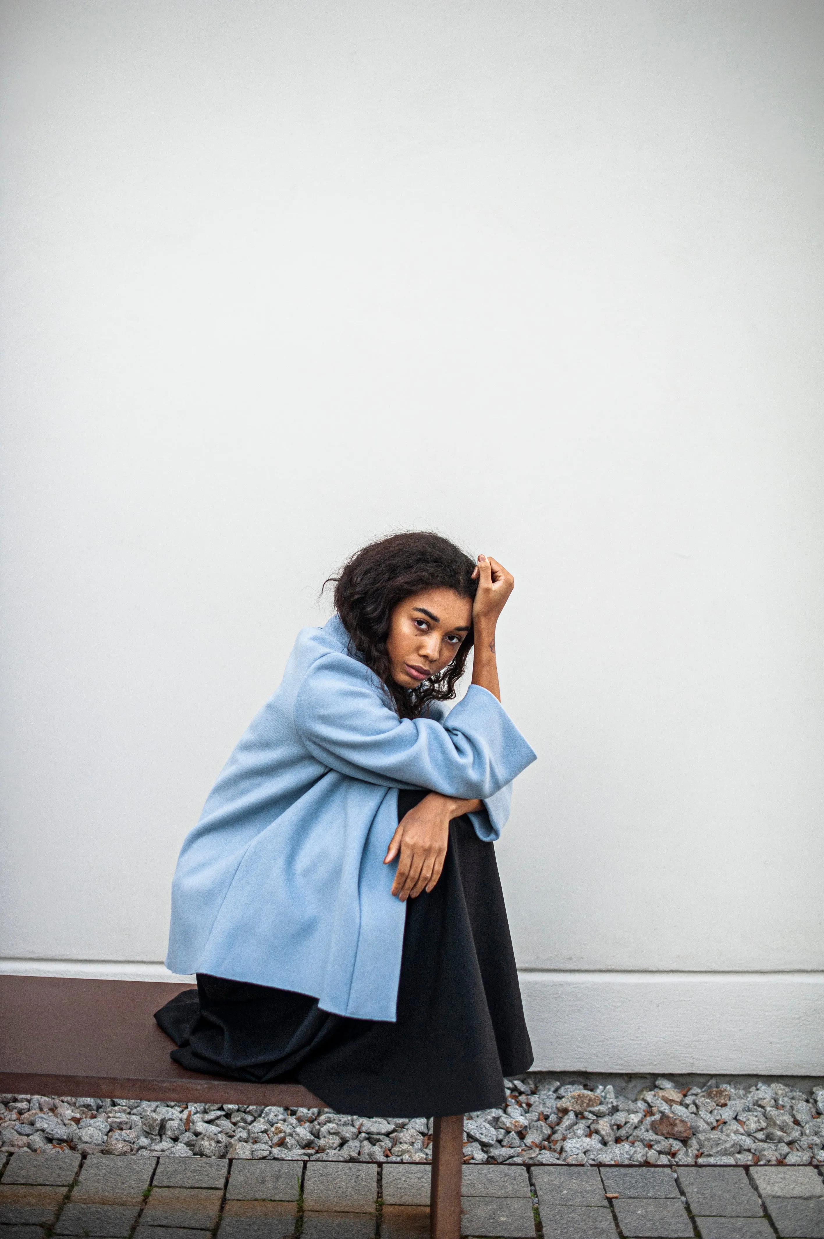 Women's minimalist wool jacket with zipper detail