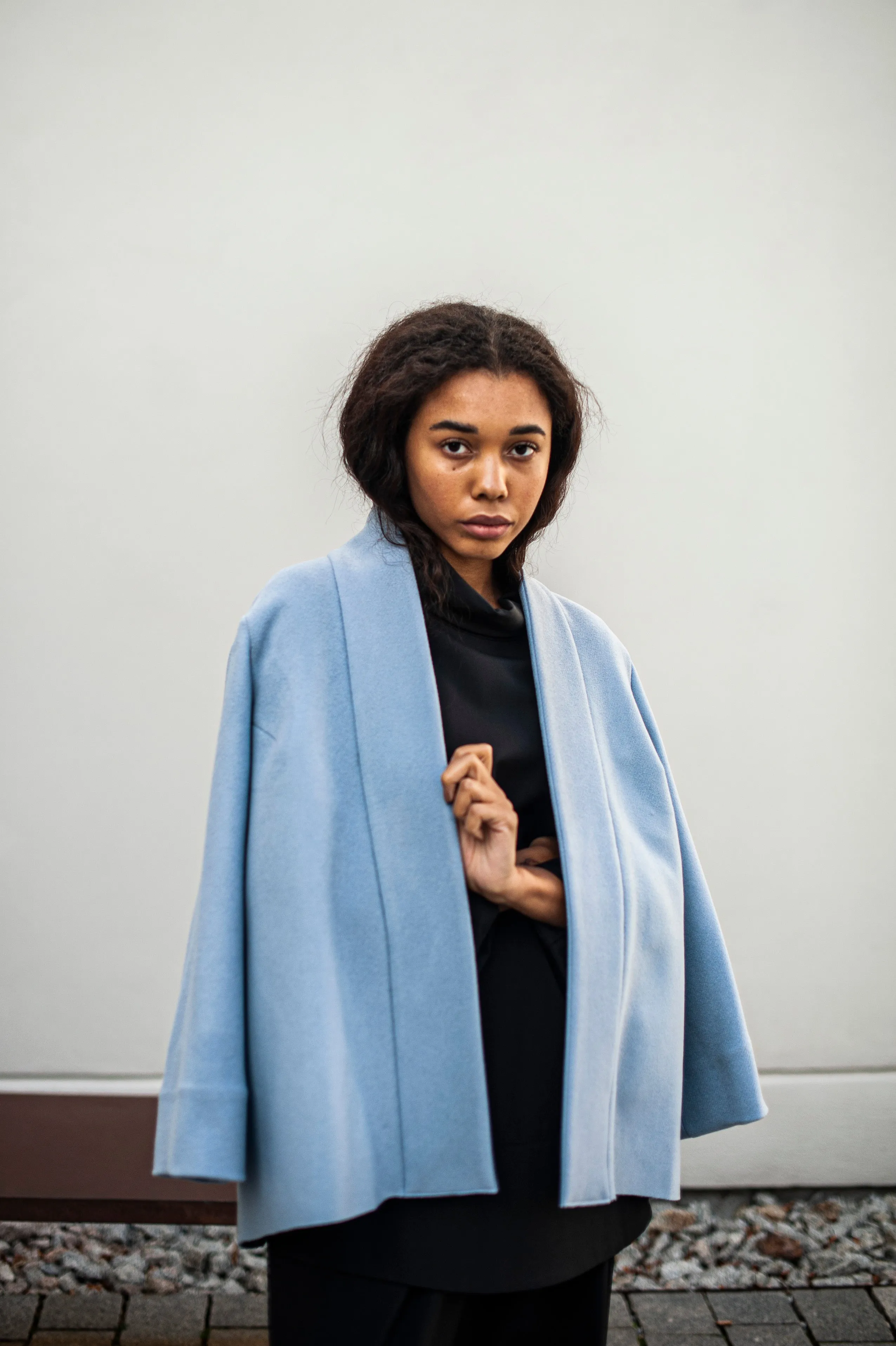 Women's minimalist wool jacket with zipper detail
