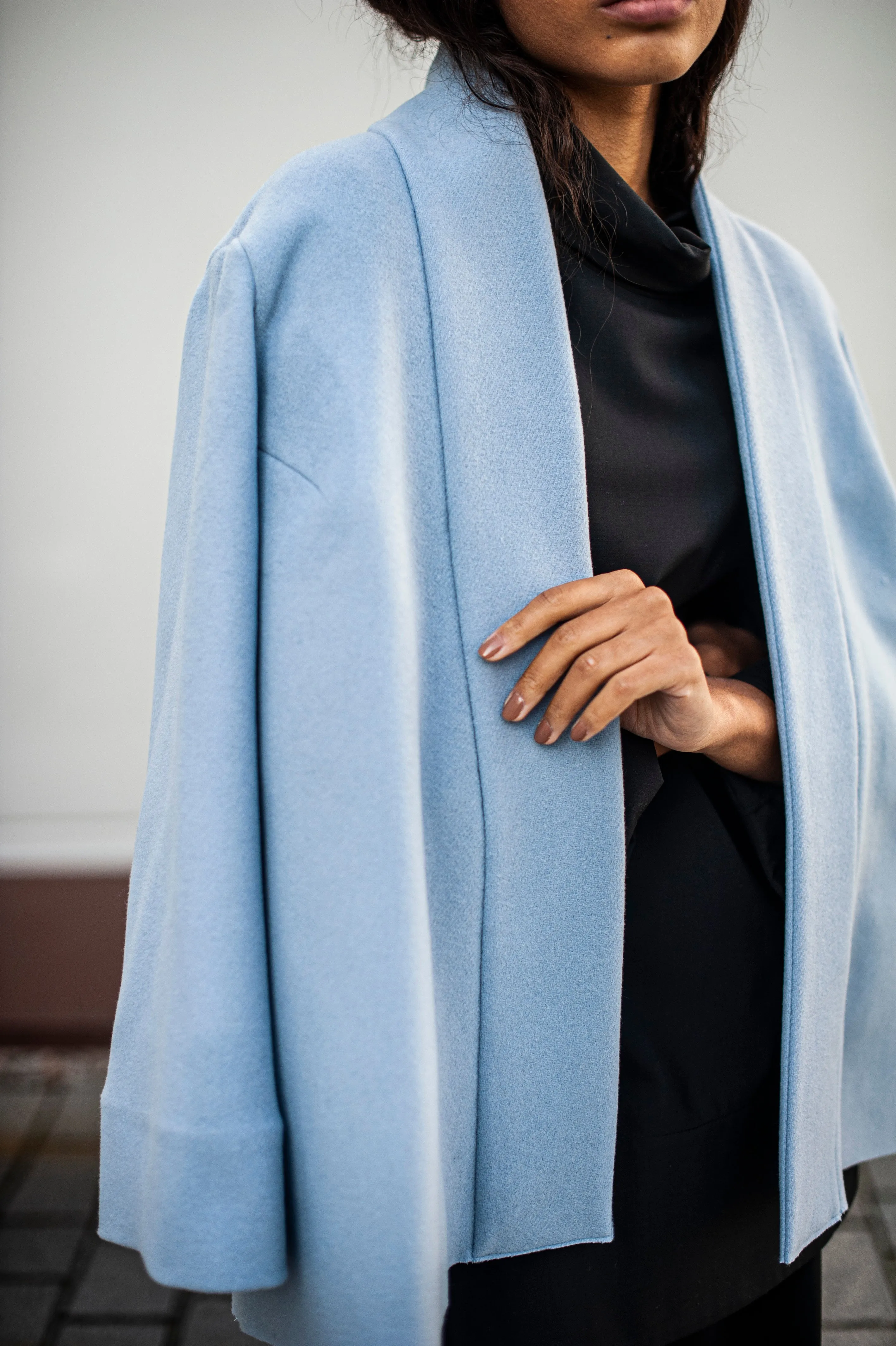 Women's minimalist wool jacket with zipper detail