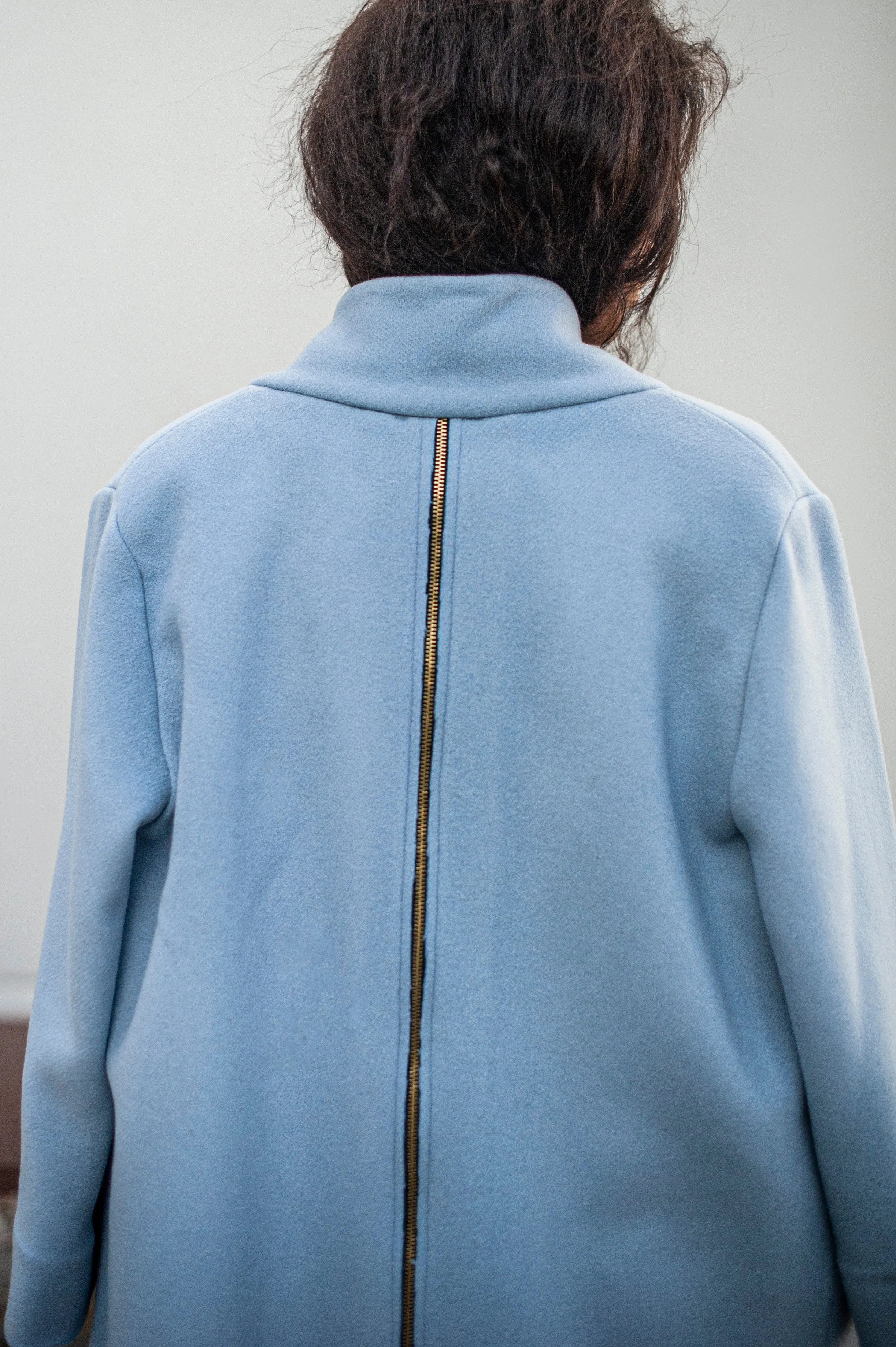 Women's minimalist wool jacket with zipper detail