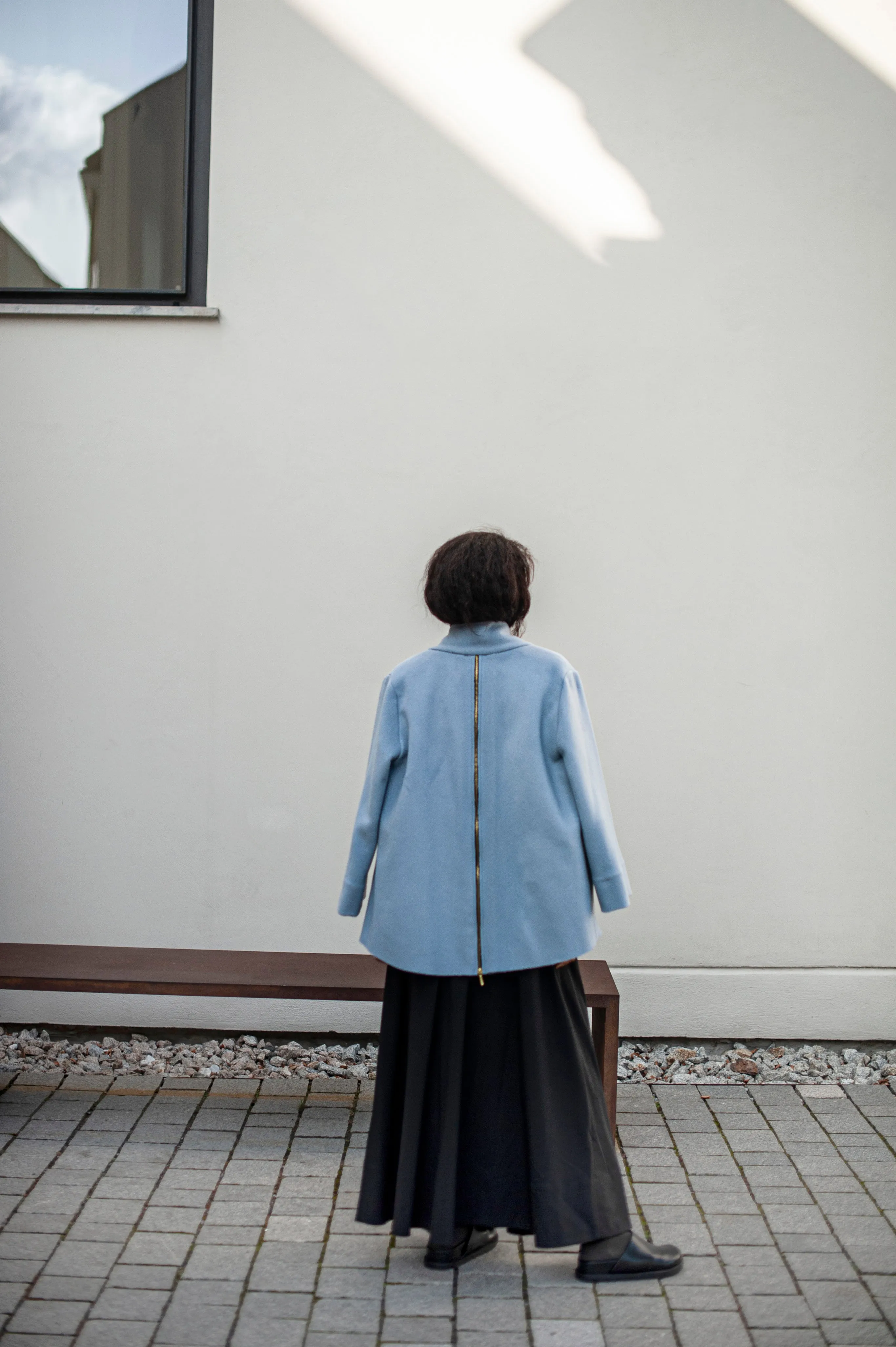 Women's minimalist wool jacket with zipper detail