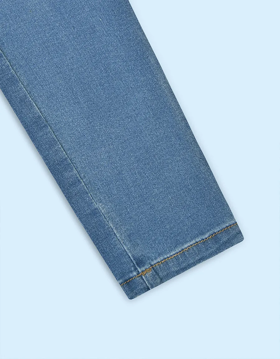 Women's Muse Looks Distressed Mid Rise Skinny Denim Jeans - Blue Mid Rise