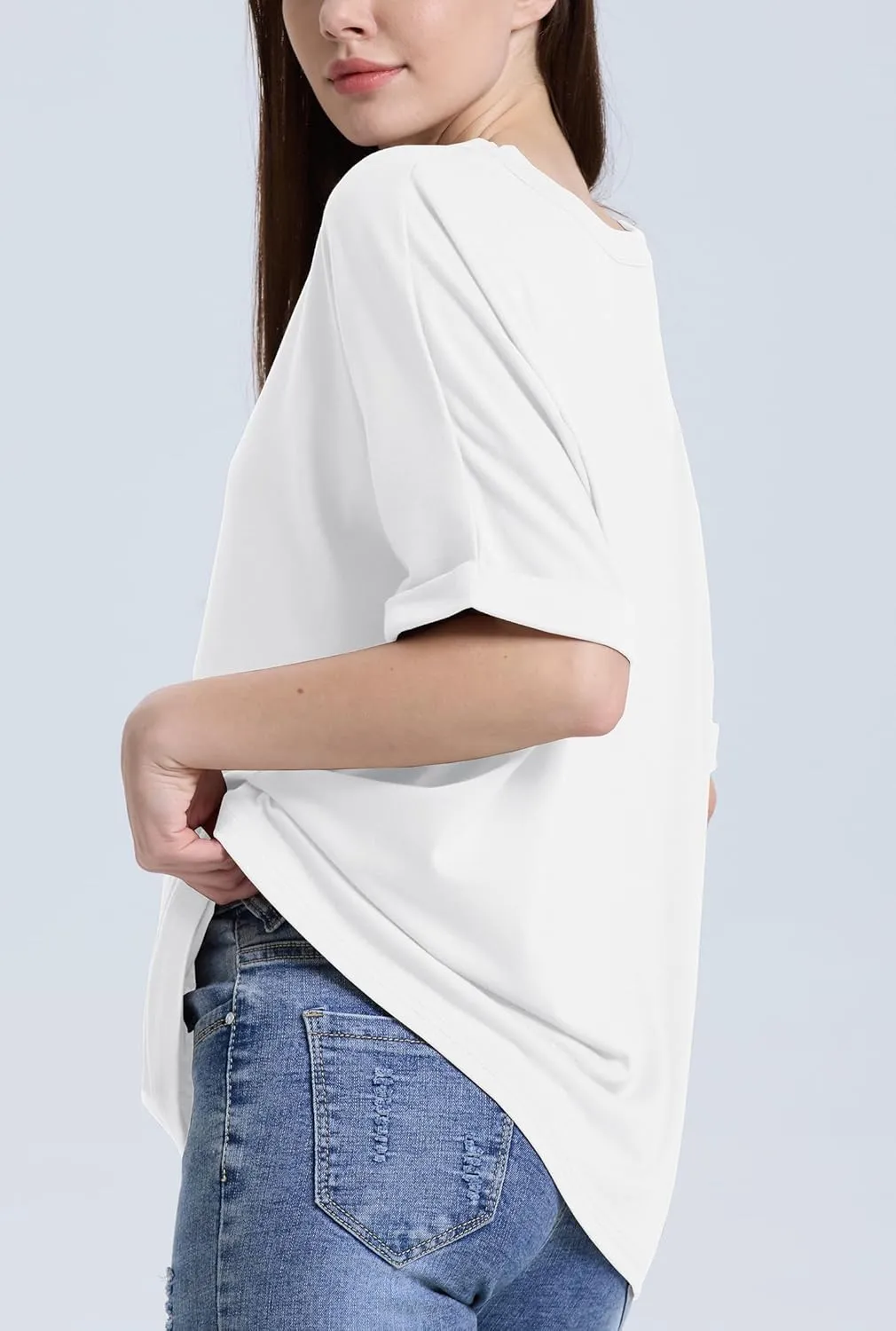 Women's Oversized T Shirts Short Sleeve Crewneck Summer Tops Casual Loose Basic Tee Shirts