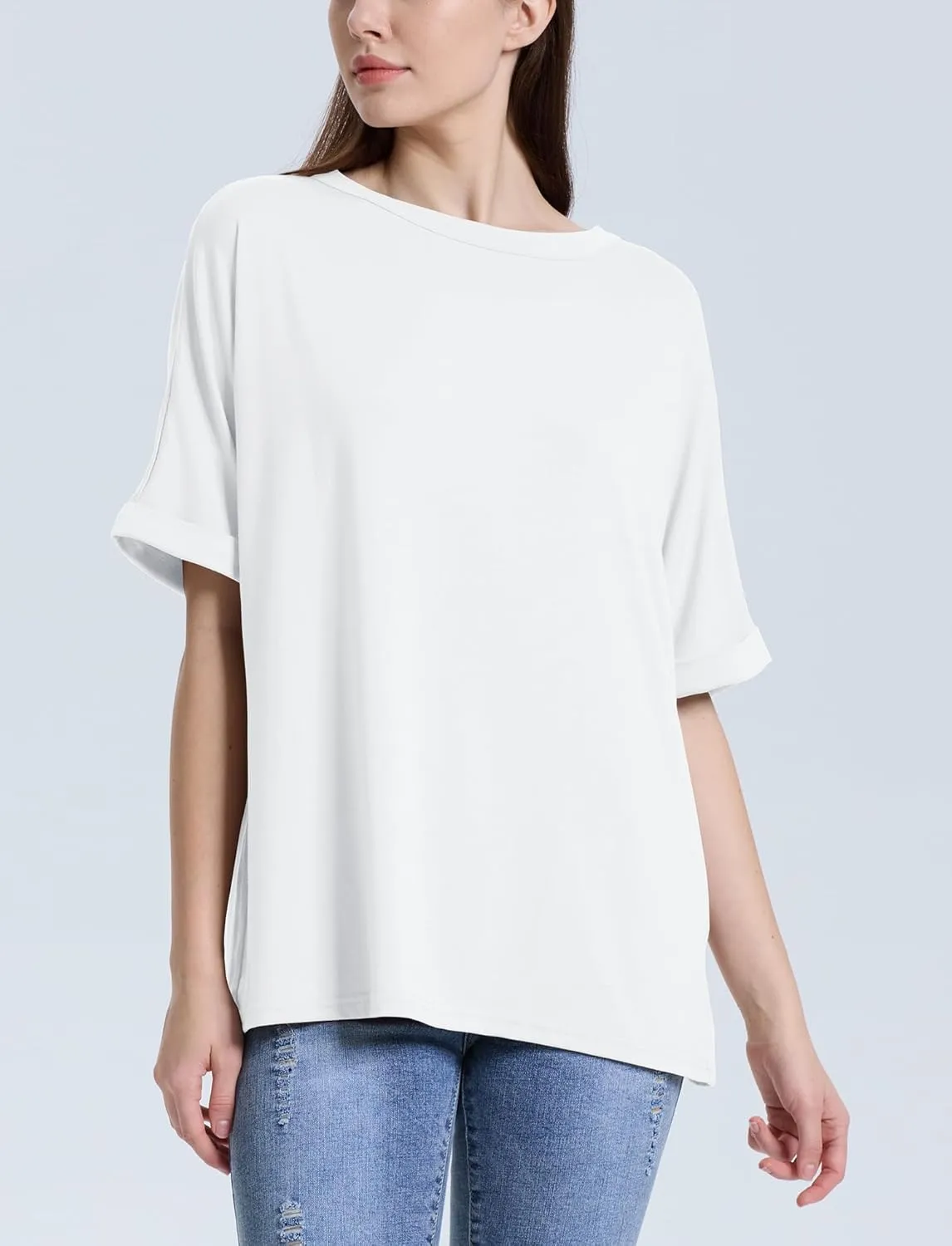 Women's Oversized T Shirts Short Sleeve Crewneck Summer Tops Casual Loose Basic Tee Shirts