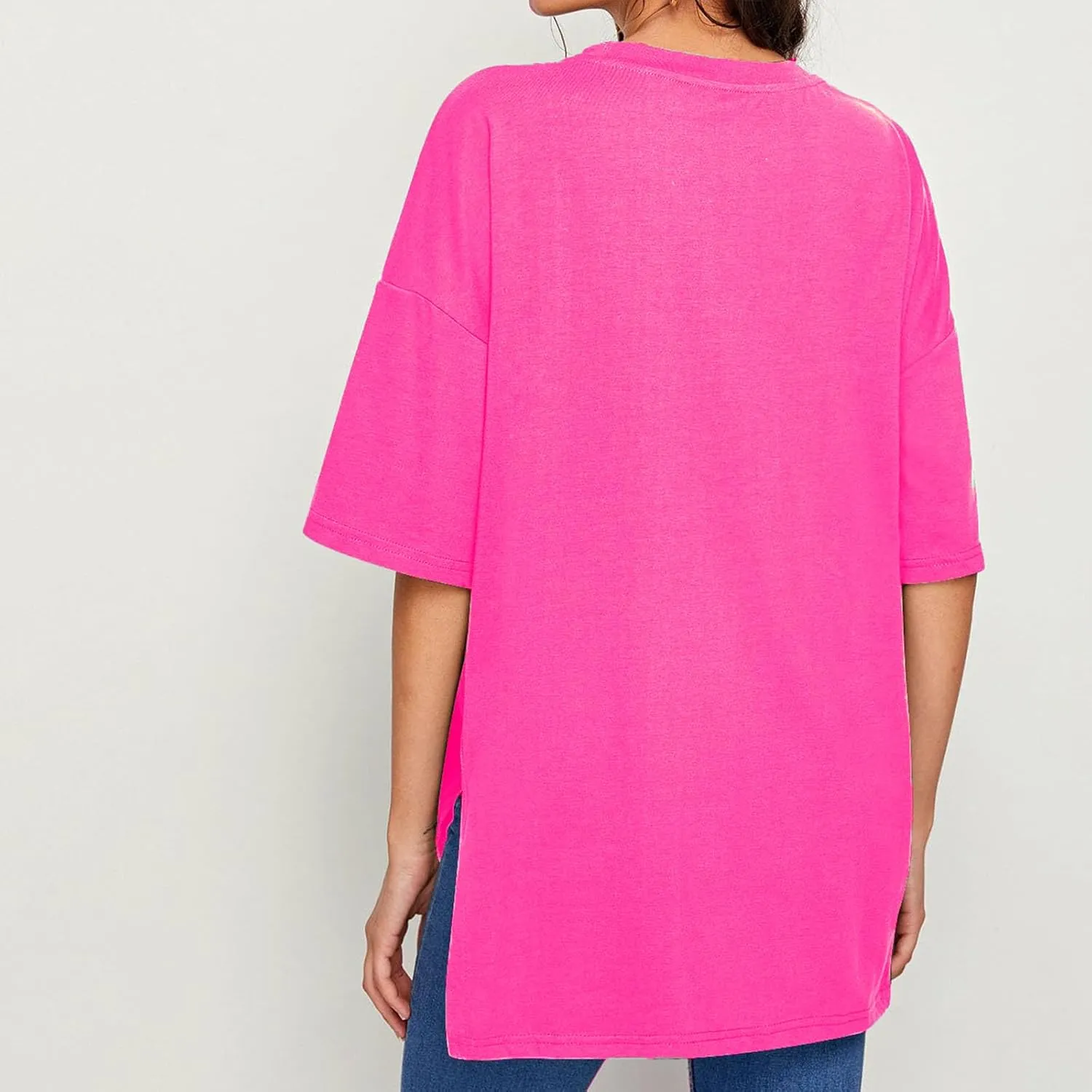 Womens Oversized Tshirt Crew Neck Short Sleeve Shirts Casual Loose Fit Tops Gym Workout Shirt Summer Tunic Top