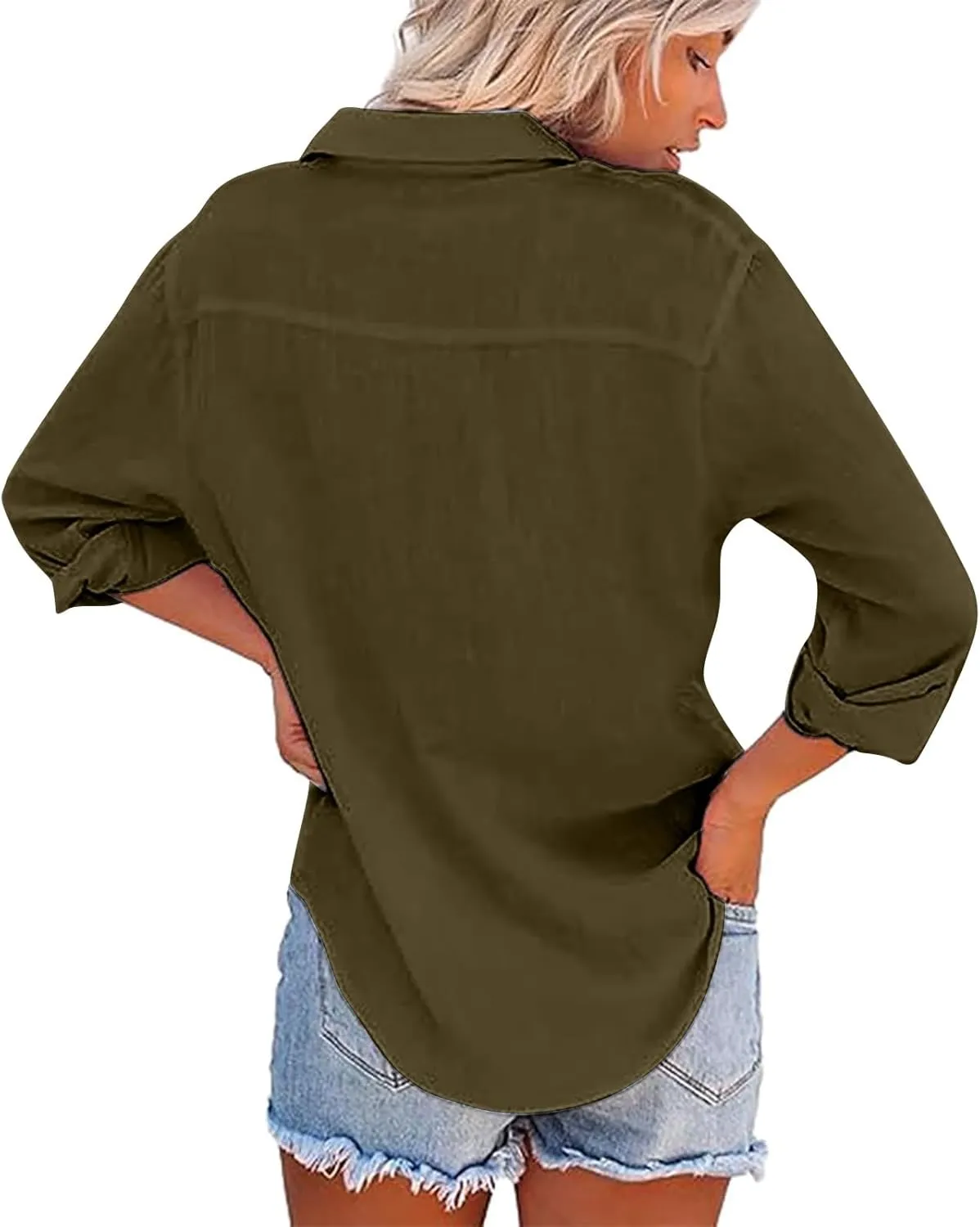Women's Plus Size Linen T-Shirts Fall Lapel Long Sleeve Tops Casual Loose Lightweight Outdoor Beach Solid Shirts