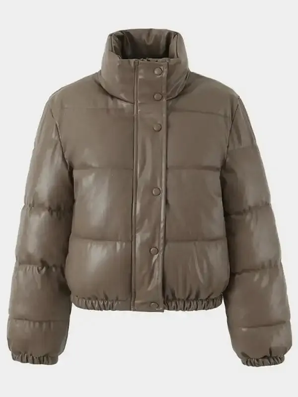 Women’s short simple stand collar down jacket