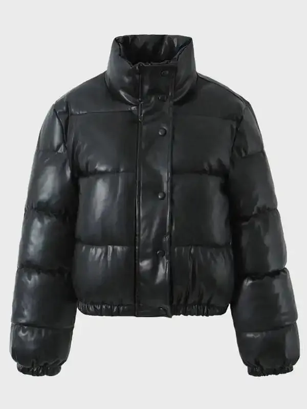 Women’s short simple stand collar down jacket