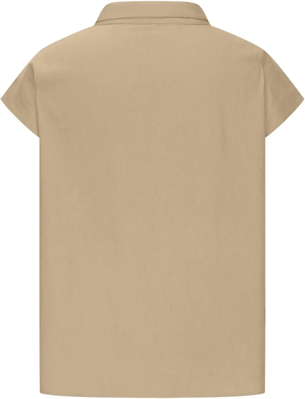 Womens Short Sleeve Button Cotton Linen Tops Simple Solid Color Tees Shirts Loose Casual Fashion Blouse
