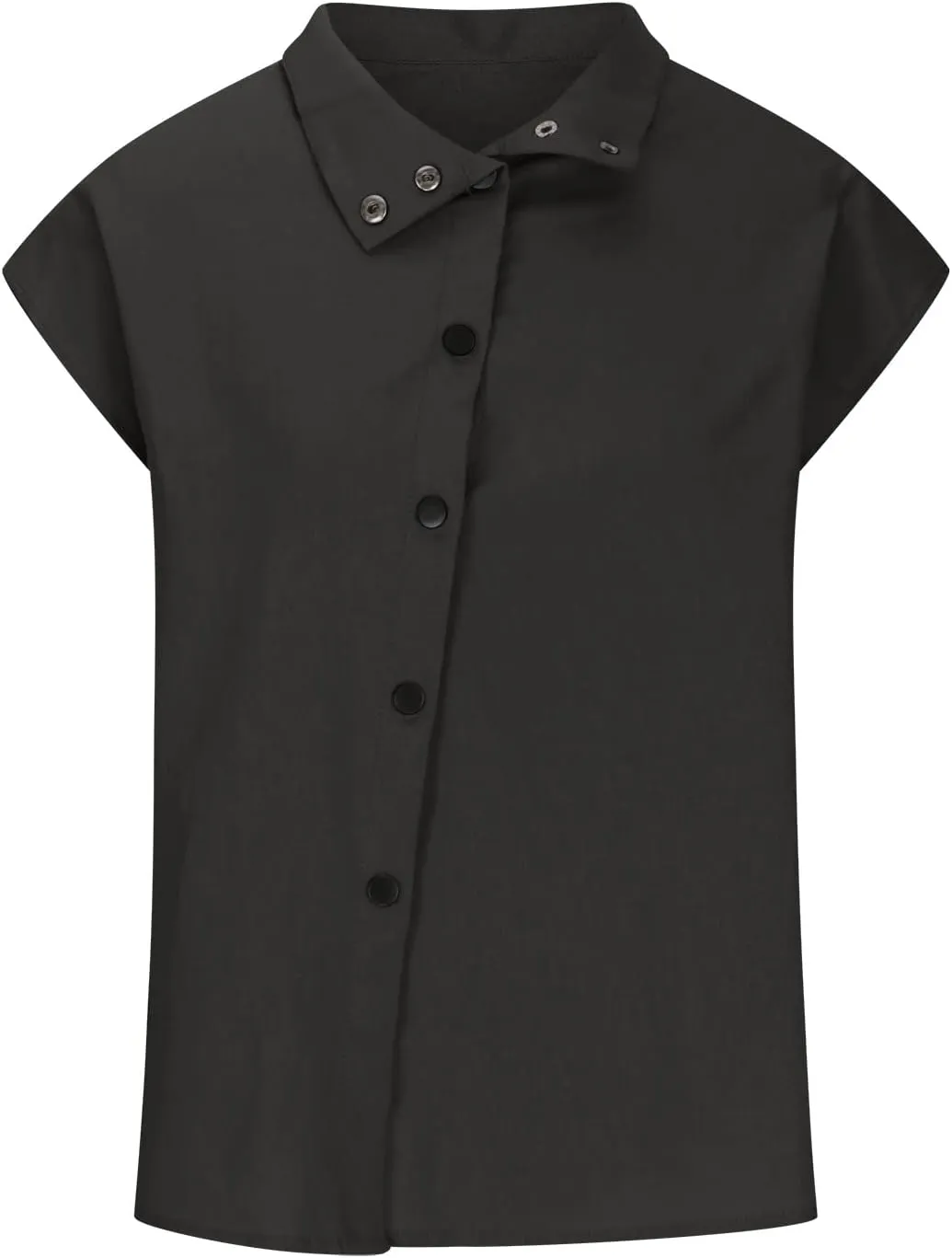 Womens Short Sleeve Button Cotton Linen Tops Simple Solid Color Tees Shirts Loose Casual Fashion Blouse