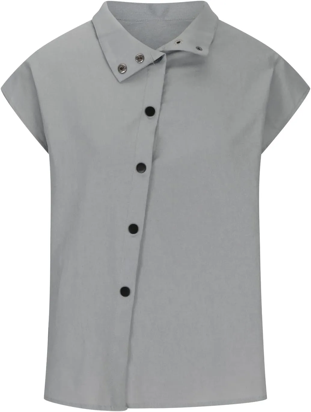 Womens Short Sleeve Button Cotton Linen Tops Simple Solid Color Tees Shirts Loose Casual Fashion Blouse