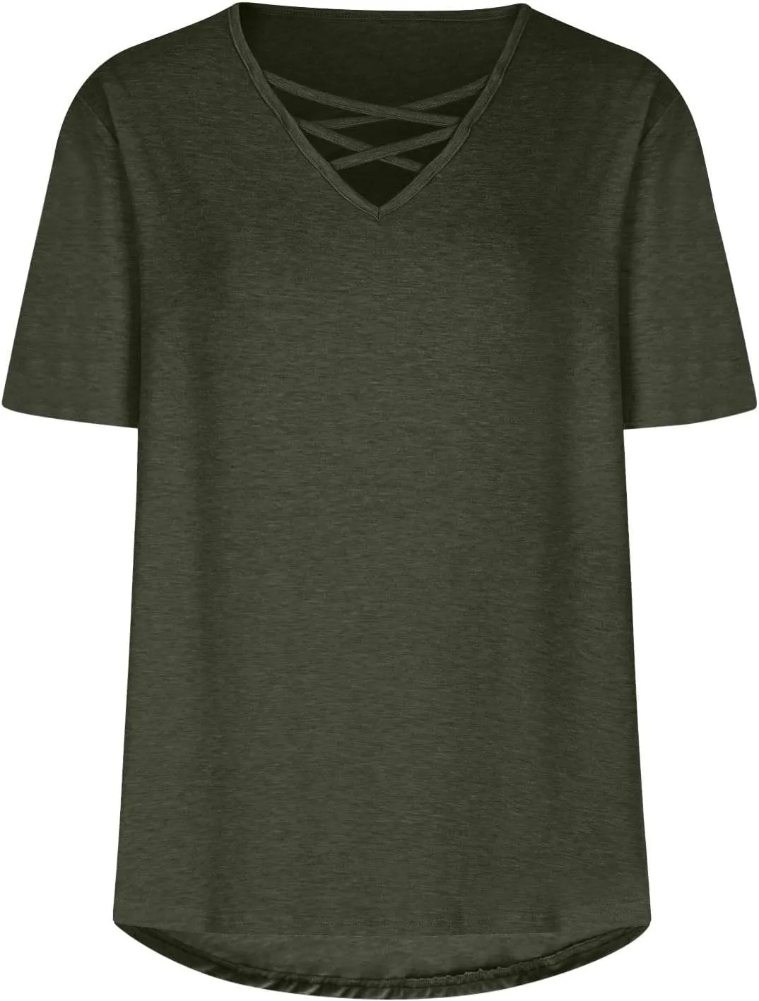 Women's Short Sleeve V Neck Criss Cross T-Shirt Tops Sexy Casual Dressy Blouses Spring Summer Tshirts Casual Soft Tee